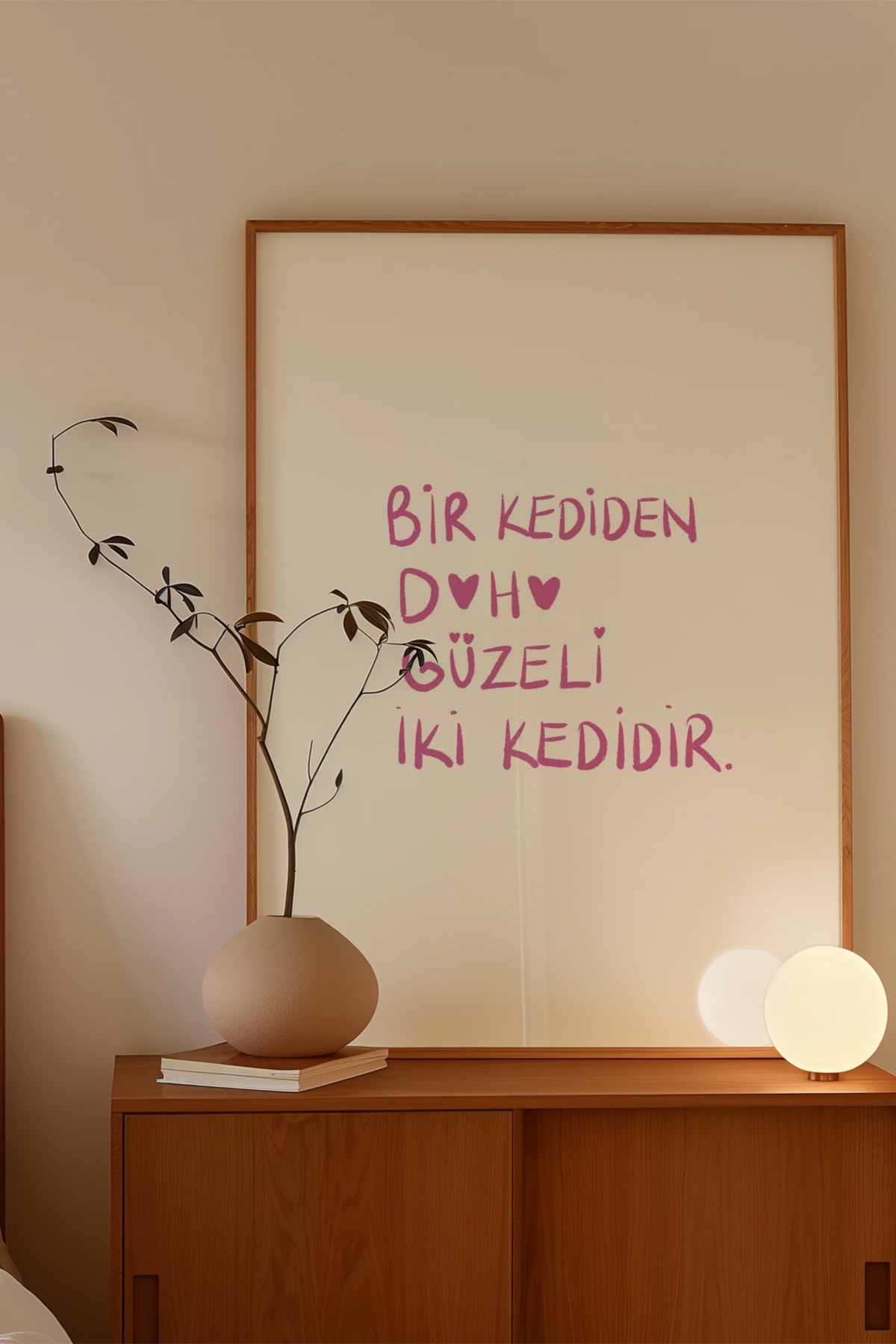 'Bir kediden daha güzeli iki kedidir' Çerçevesiz Poster