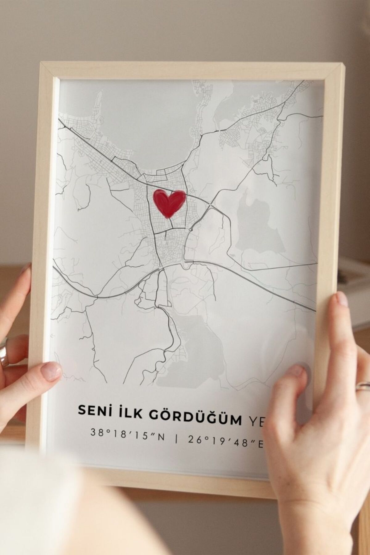 'Alaçatı' Seni İlk Gördüğüm Yer Çerçevesiz Poster, Sevdiğinize İlk Buluşma İzmir Hediyelik