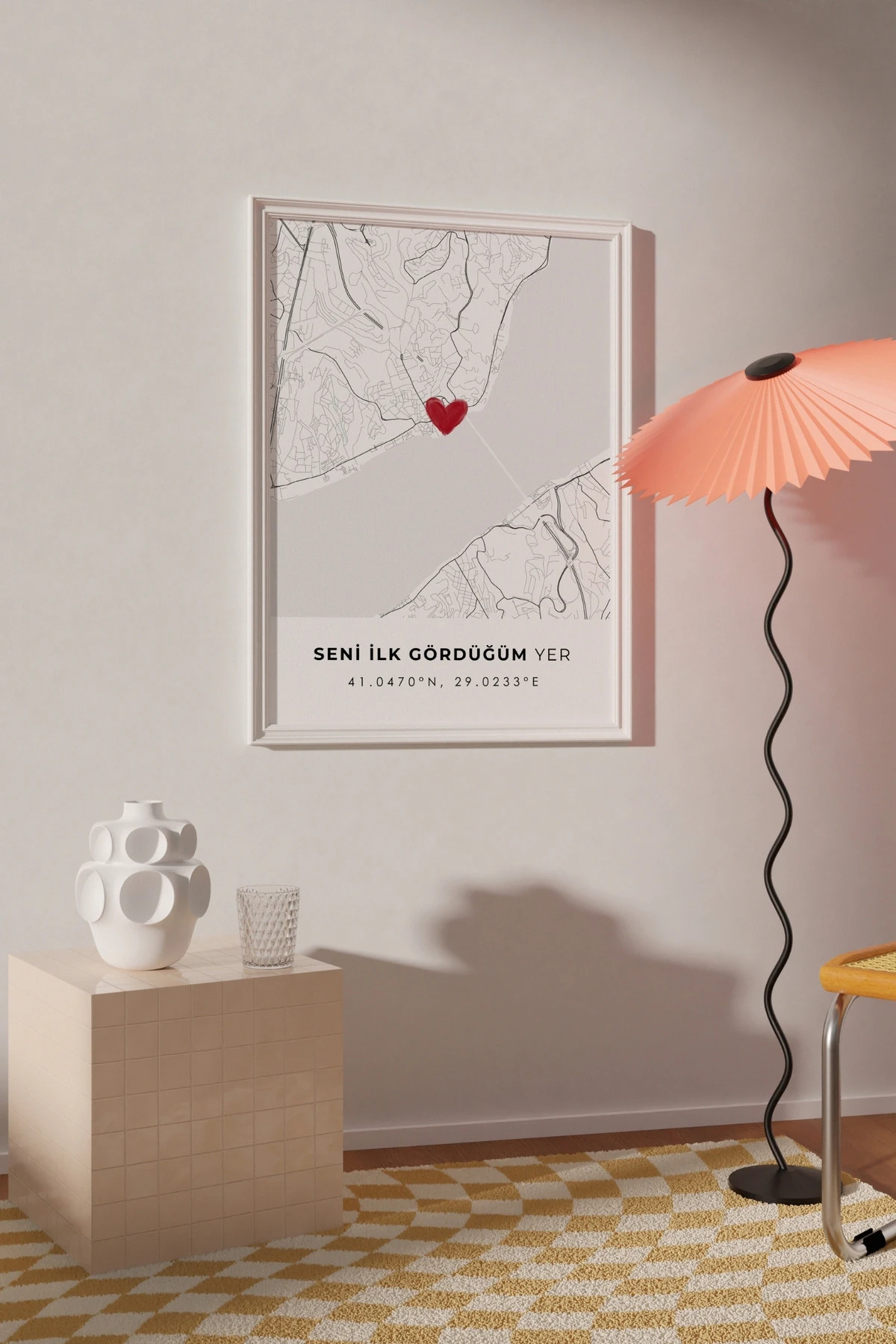 Seni İlk Gördüğüm Yer 'Ortaköy' Çerçevesiz Poster, Sevgiliye Arkadaşa İlk Buluşma Hediyesi