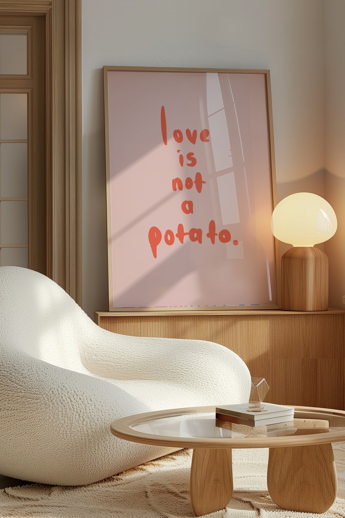 'Love is Not a Potato.' Çerçevesiz Poster Pembe Girly Duvar Dekorasyonu 'Aşk Patates Değildir'