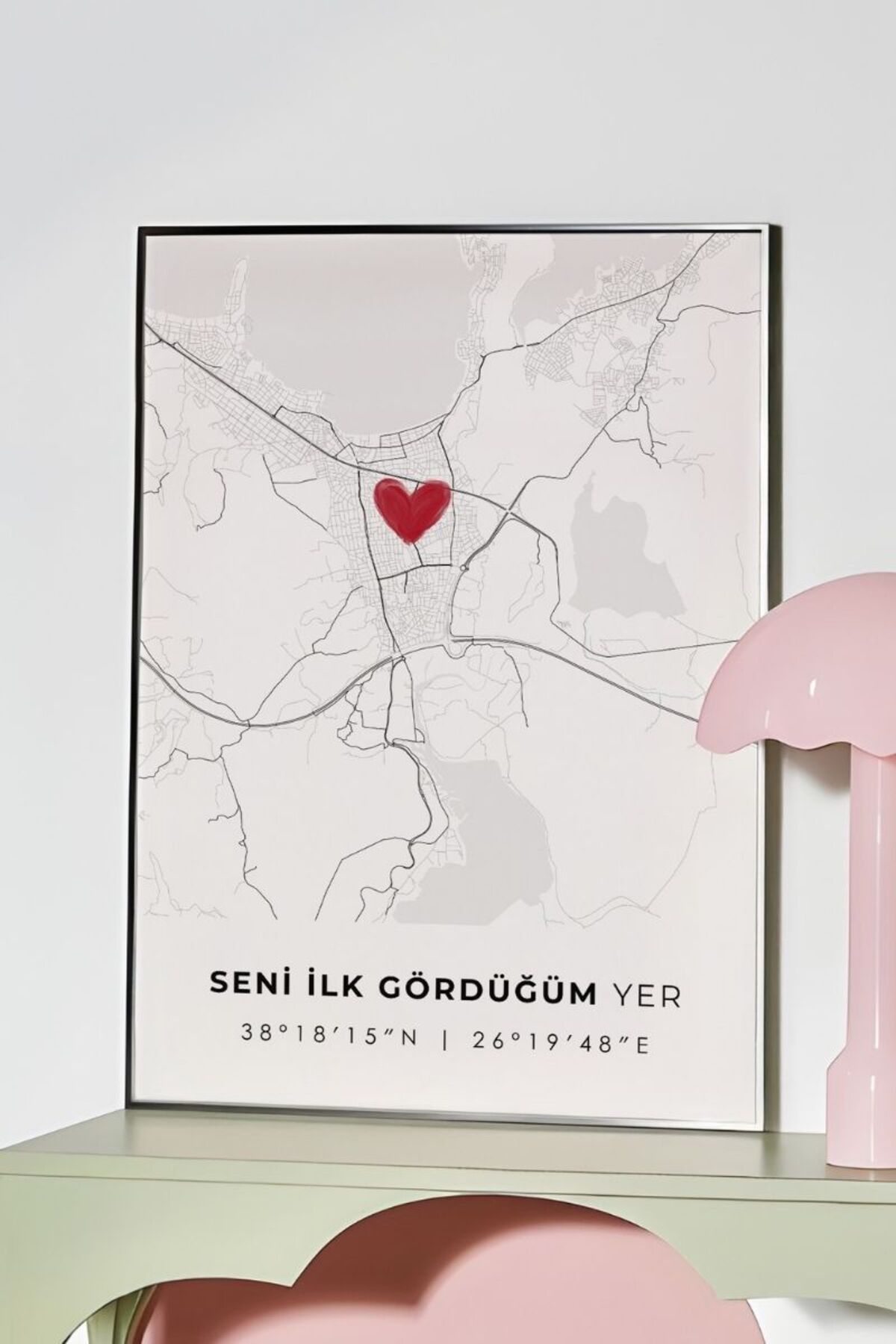 'Alaçatı' Seni İlk Gördüğüm Yer Çerçevesiz Poster, Sevdiğinize İlk Buluşma İzmir Hediyelik