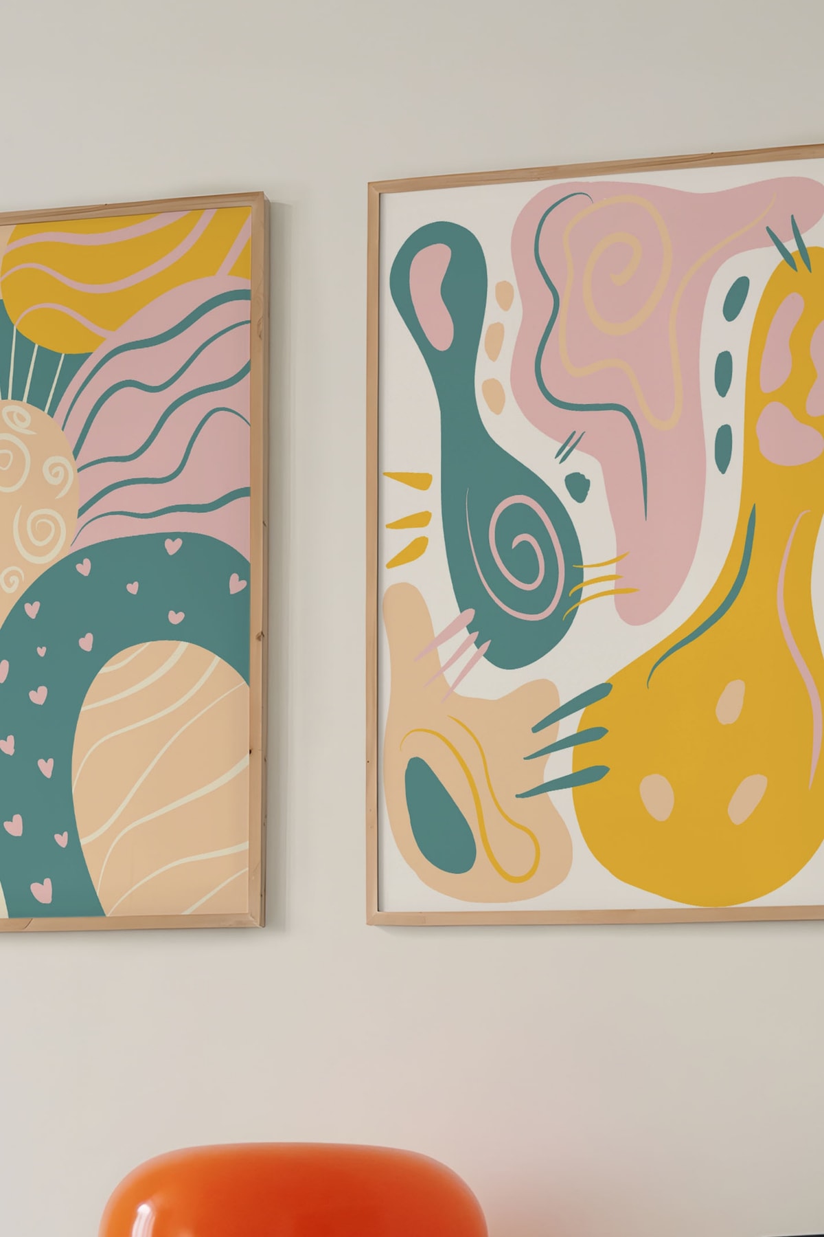 3'lü Poster Seti Sarı Yeşil Harmonisi Duvar Dekorasyonu