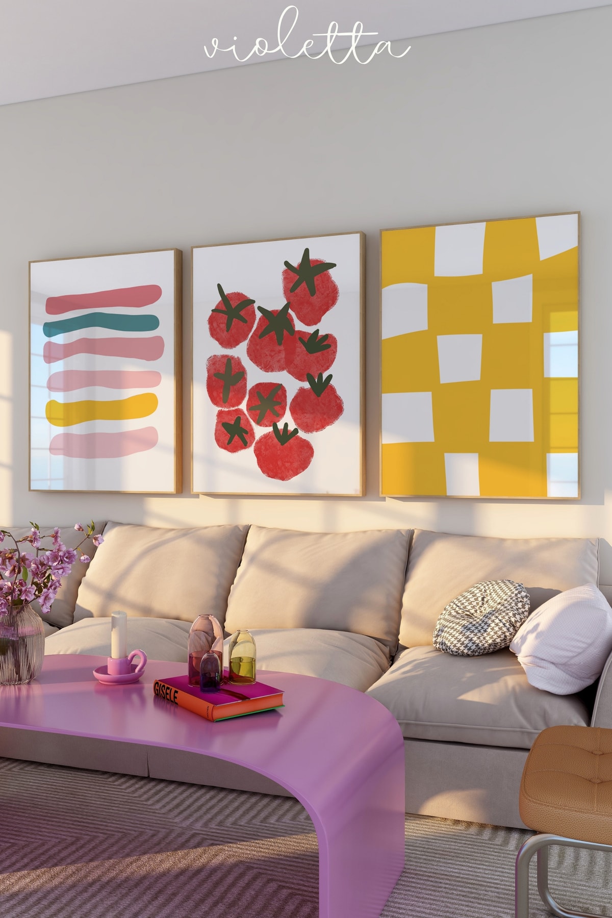 3'lü Çerçevesiz Poster Üçlü Duvar Poster Dekorasyonu Abstract 3'lü Poster Seti