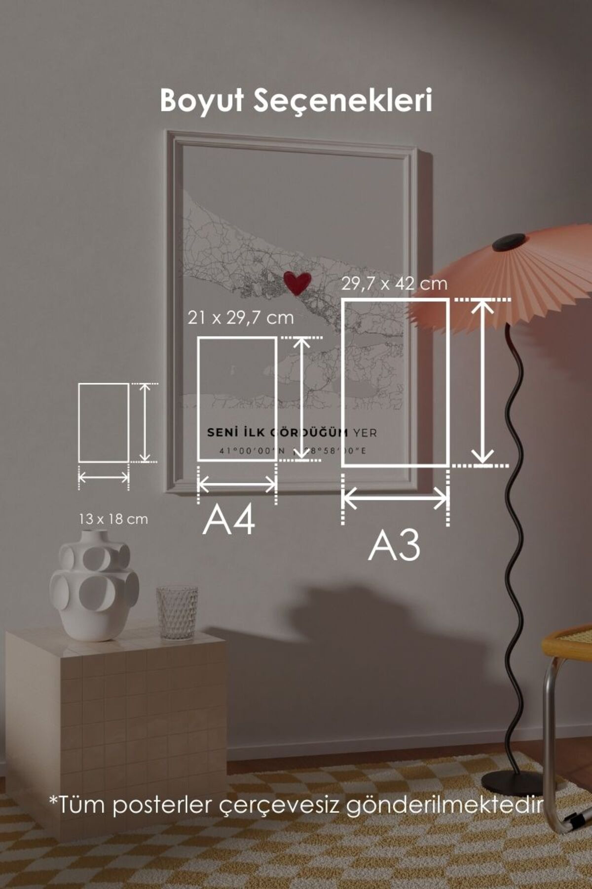 'Bursa' Seni İlk Gördüğüm Yer Çerçevesiz Poster, Sevdiğinize İlk Buluşma Bursa Hediyelik