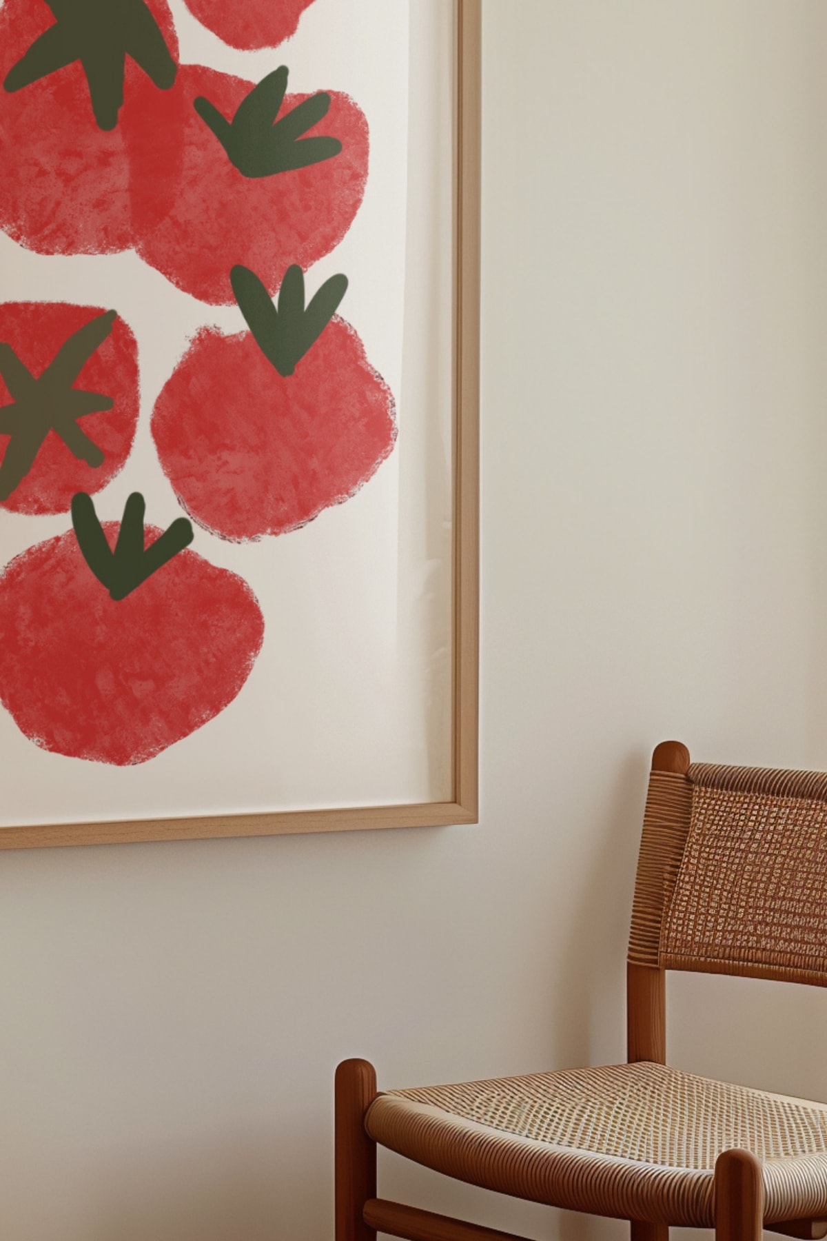 Abstract Stil Sevimli Domatesler Çerçevesiz Poster Kırmızı Meyve Duvar Sanatı