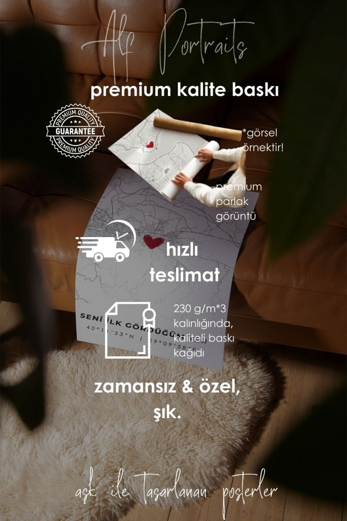 'Cumalıkızık' Seni İlk Gördüğüm Yer Çerçevesiz Poster, Sevdiğinize İlk Buluşma Bursa Hediyelik