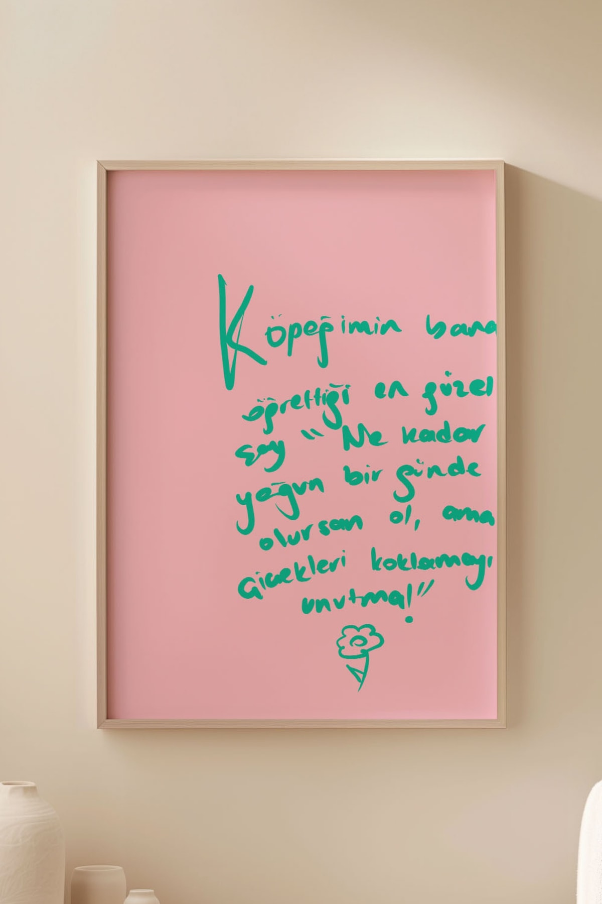 'Çiçekleri Koklamayı Unutma' Çerçevesiz Poster, Köpek Ailelerine Köpekli Duvar Dekorları