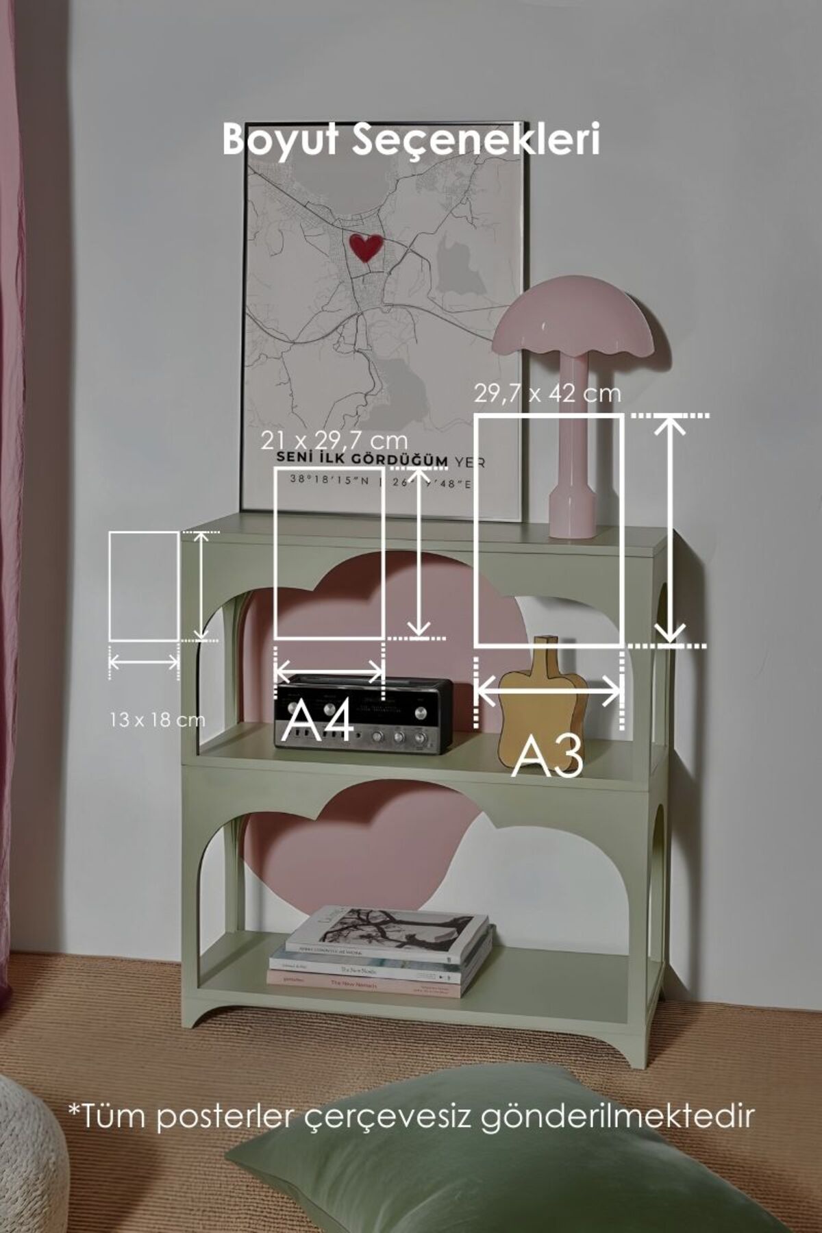 'Alaçatı' Seni İlk Gördüğüm Yer Çerçevesiz Poster, Sevdiğinize İlk Buluşma İzmir Hediyelik