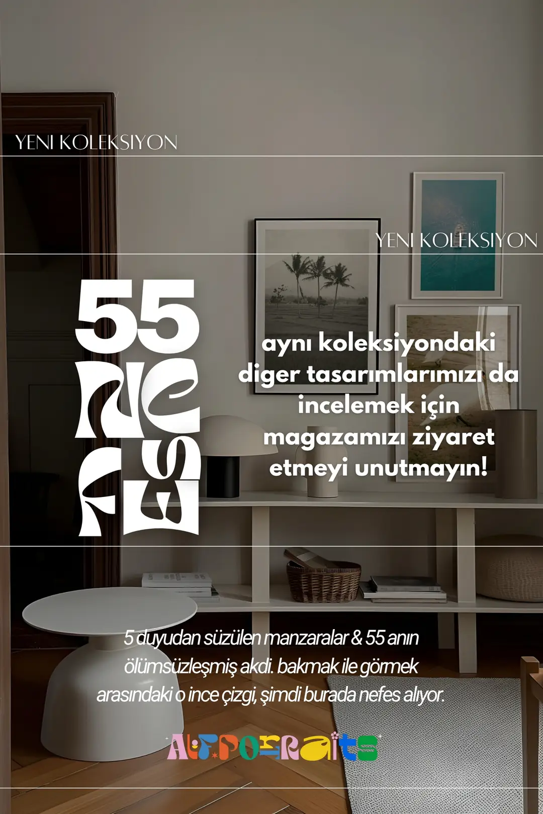 Kırmızı Koridor x 55NEFES, Işıklı Koridor Çerçevesiz Poster, Modern Es