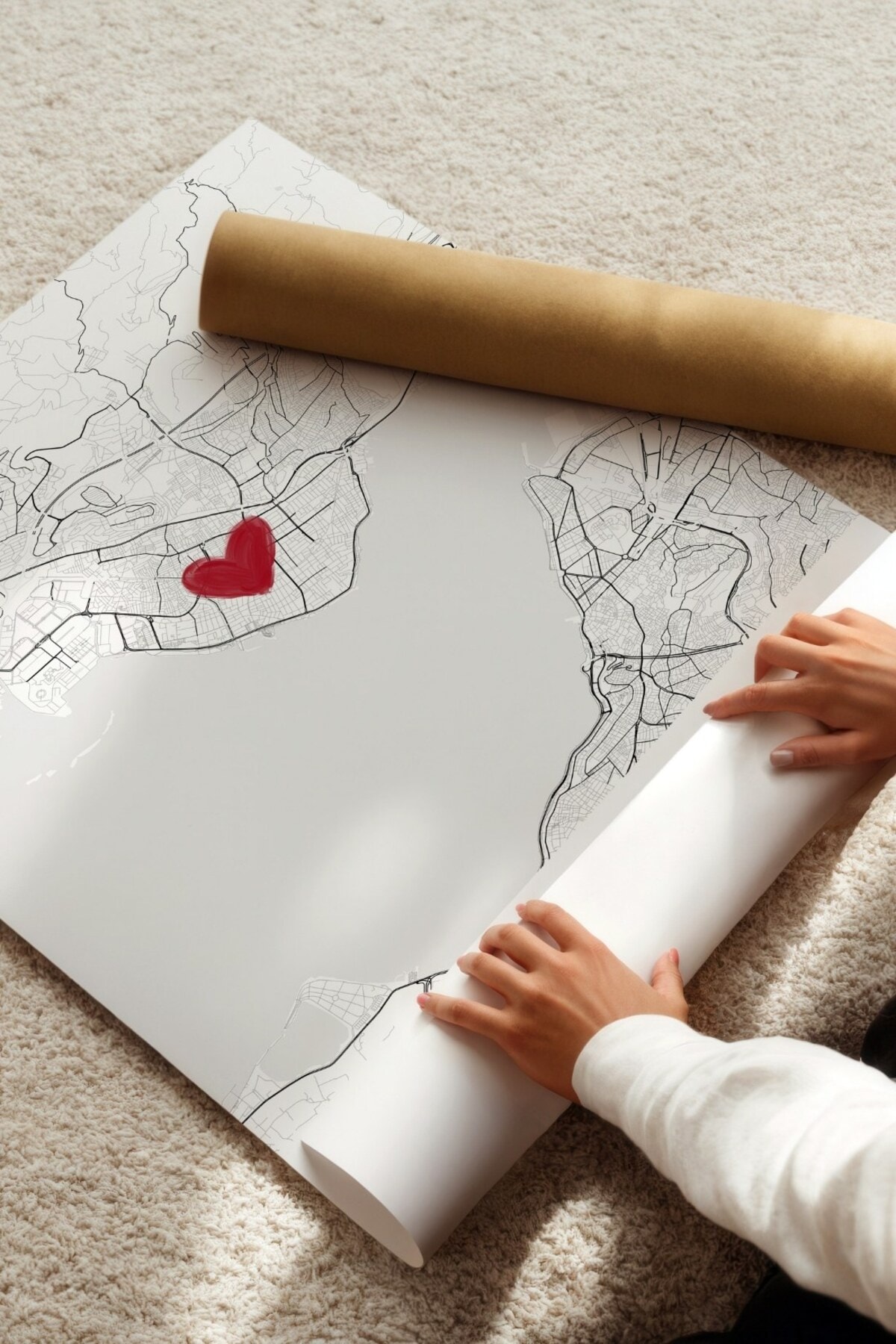 Seni İlk Gördüğüm Yer 'Karşıyaka' Çerçevesiz Poster, Sevgiliye Arkadaşa İlk Buluşma İzmir Hediyesi