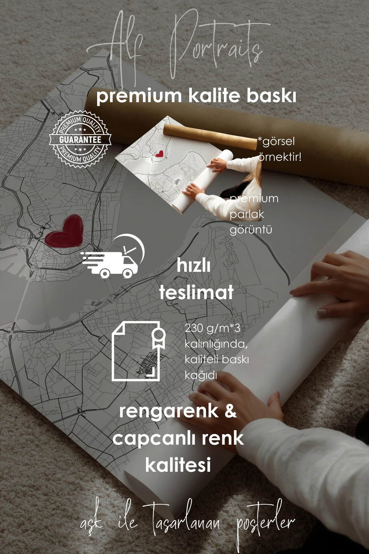 Seni İlk Gördüğüm Yer Galata Çerçevesiz Poster, Sevgiliye Arkadaşa Hediyelik, İlk Buluşma Hediyesi