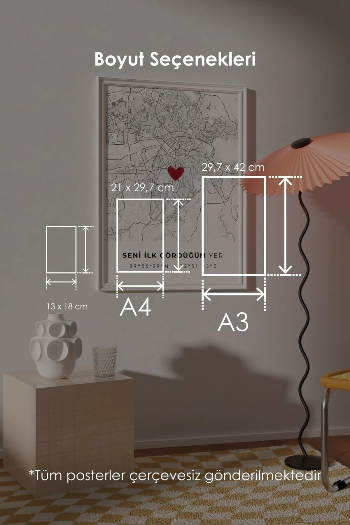 Seni İlk Gördüğüm Yer 'Tunalı' Çerçevesiz Poster, Sevgiliye Arkadaşa İlk Buluşma Ankara Hediyesi