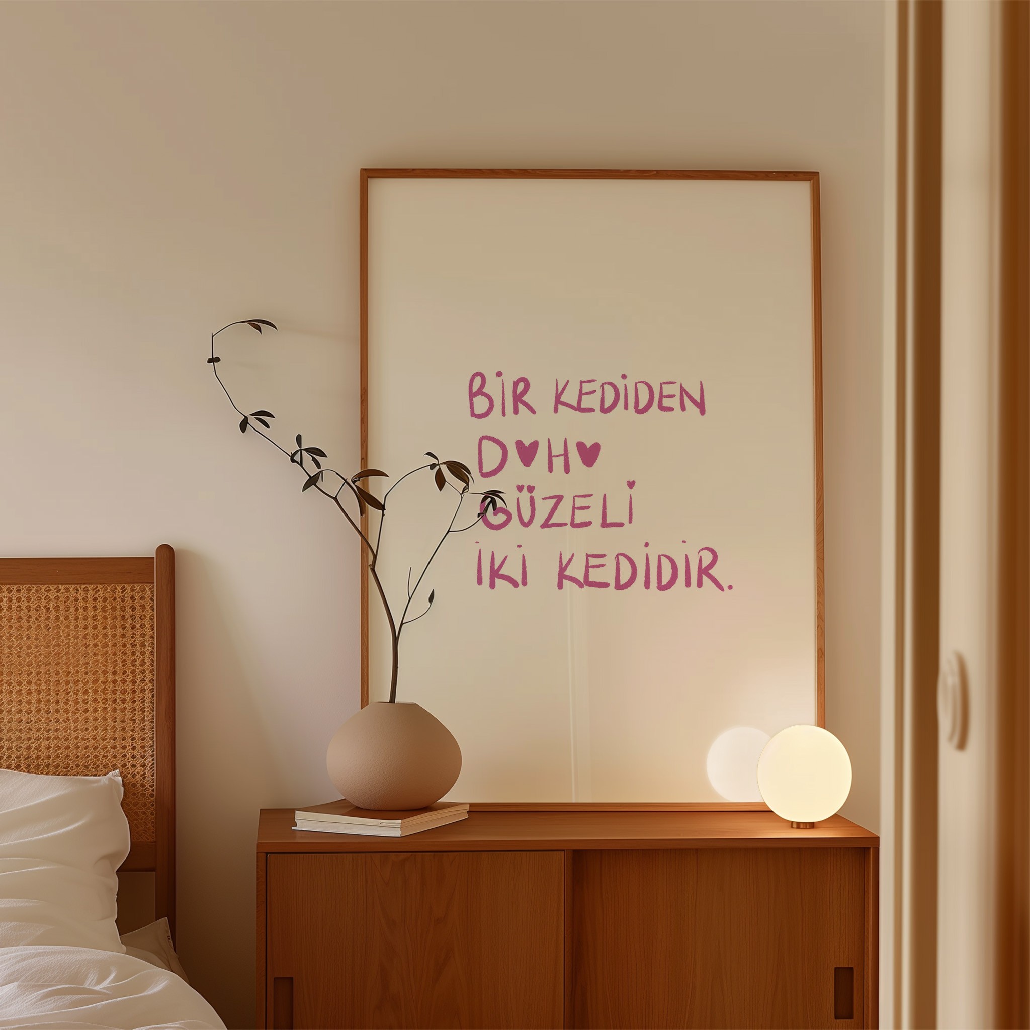 'Bir kediden daha güzeli iki kedidir' Çerçevesiz Poster