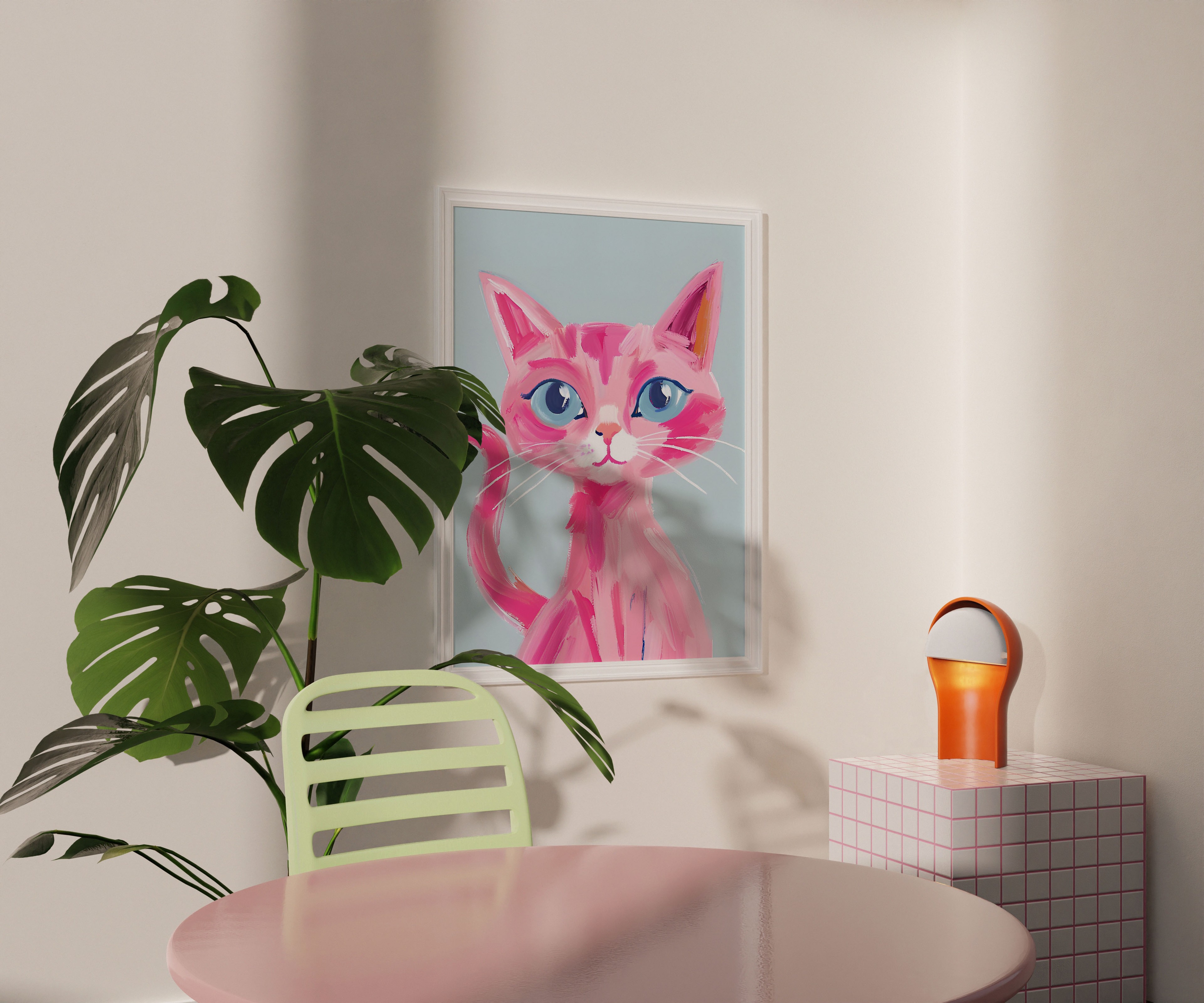 Pembe Kedicik Çerçevesiz Poster