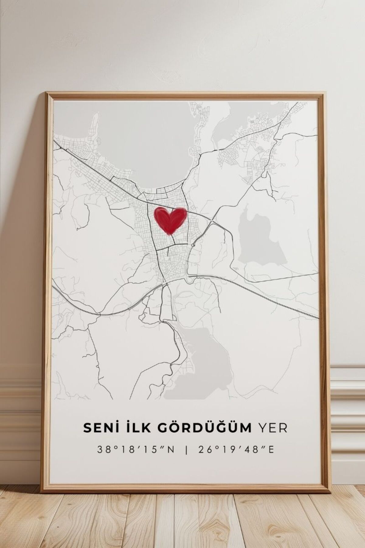'Alaçatı' Seni İlk Gördüğüm Yer Çerçevesiz Poster, Sevdiğinize İlk Buluşma İzmir Hediyelik