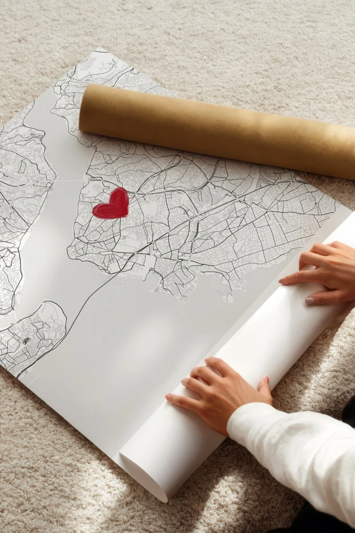 Seni İlk Gördüğüm Yer 'Üsküdar' Çerçevesiz Poster, Sevgiliye Arkadaşa İlk Buluşma İstanbul Hediyesi