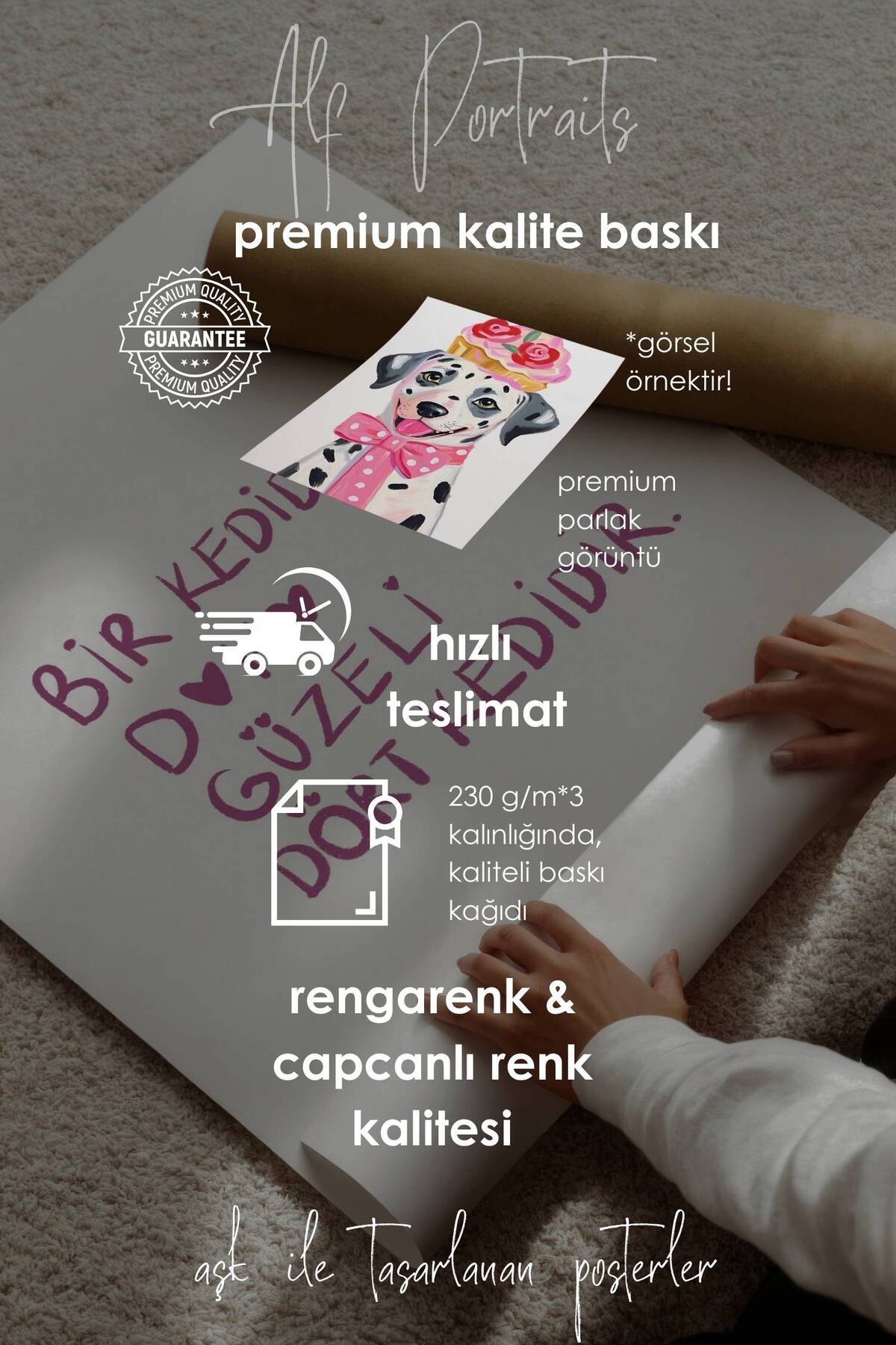 ''Bir Kediden Daha Güzeli Dört Kedidir'' Çerçevesiz Poster