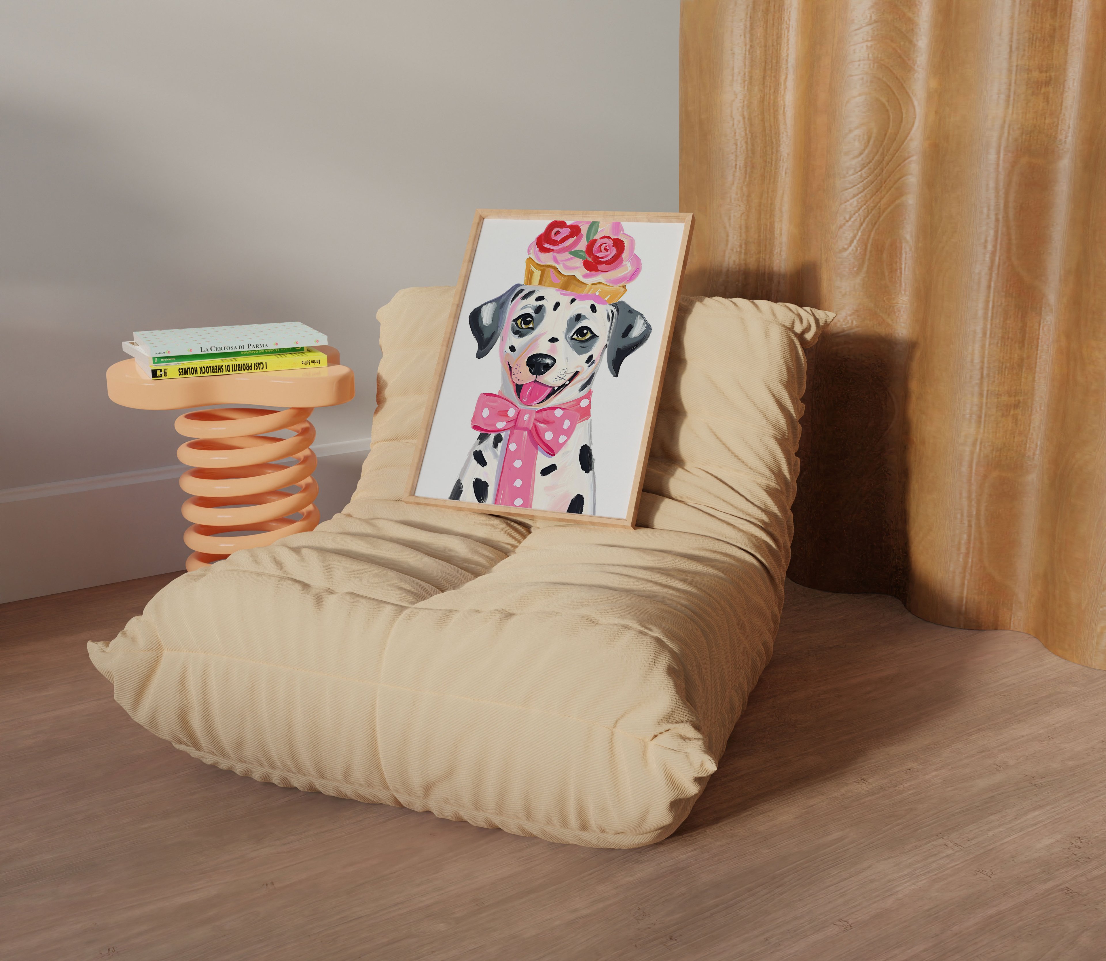 Cupcake Şapkalı Dalmaçyalı Köpek Çerçevesiz Poster