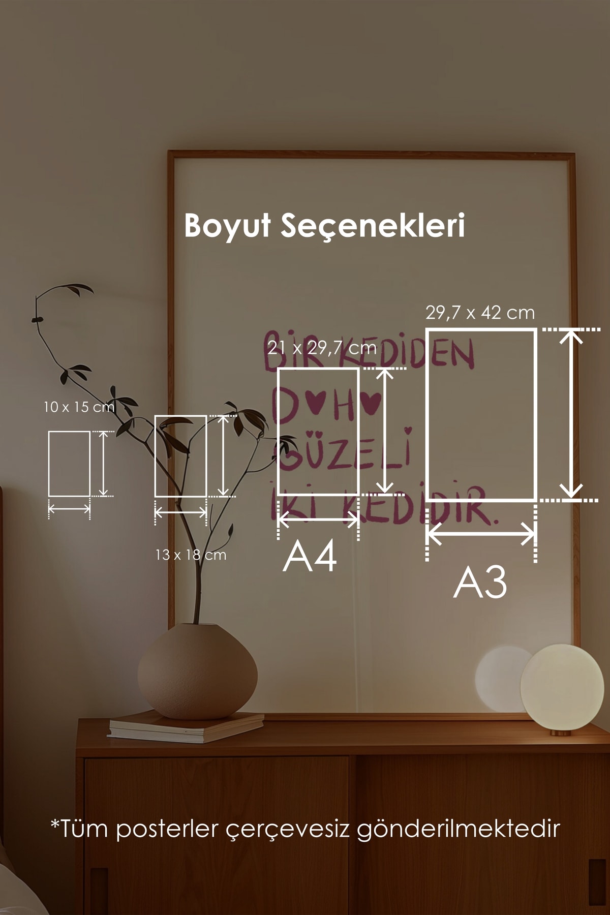 'Bir kediden daha güzeli iki kedidir' Çerçevesiz Poster