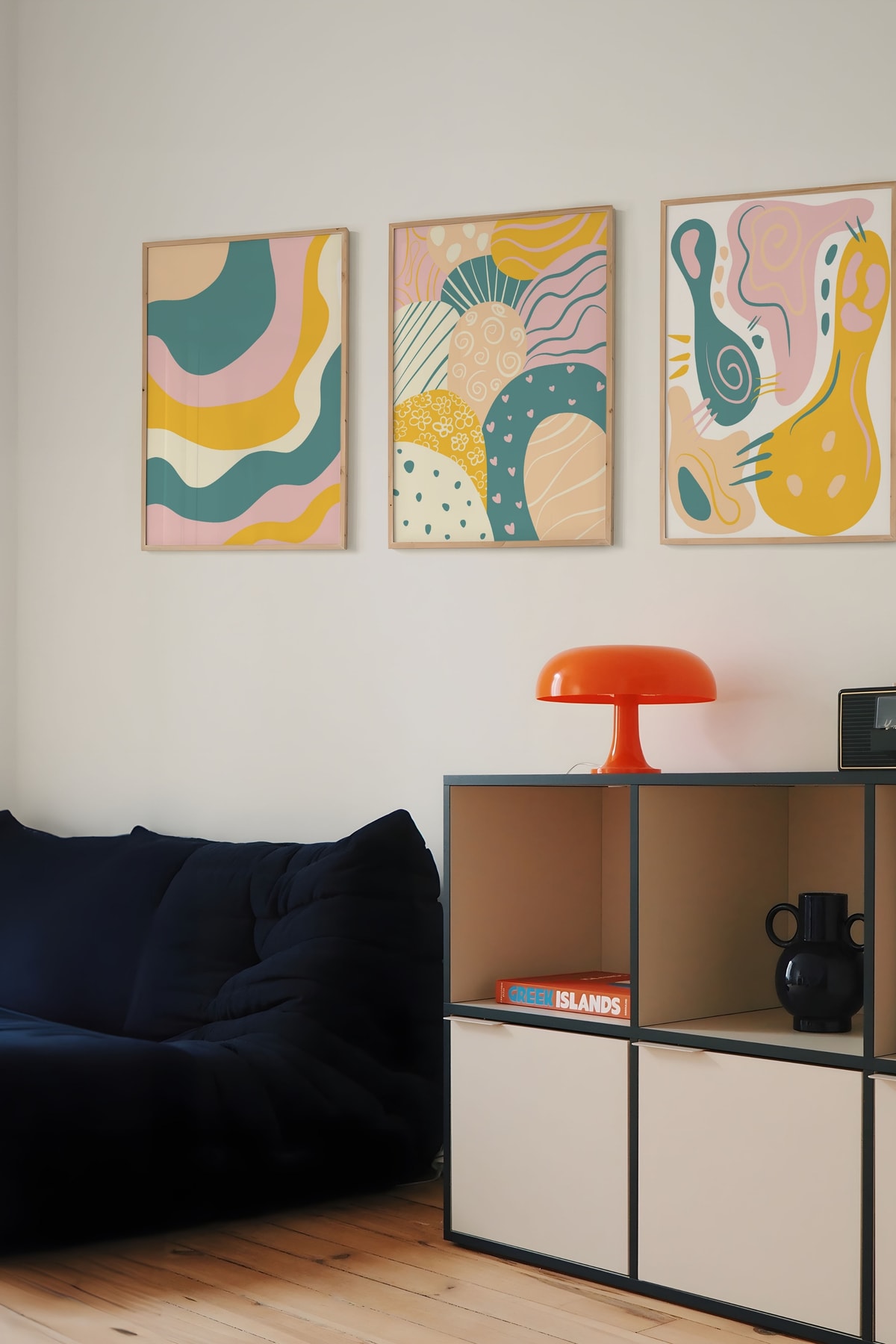 3'lü Poster Seti Sarı Yeşil Harmonisi Duvar Dekorasyonu