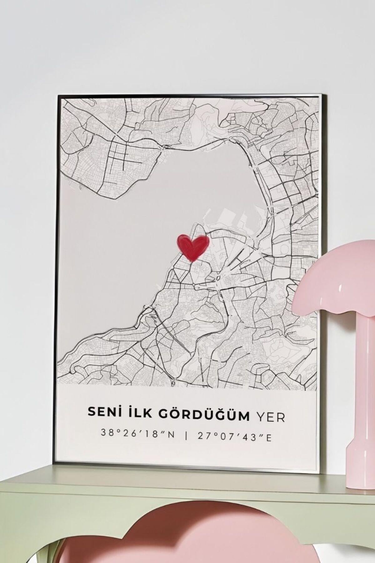 Seni İlk Gördüğüm Yer 'Alsancak' Çerçevesiz Poster, Sevgiliye Arkadaşa İlk Buluşma İzmir Hediyesi