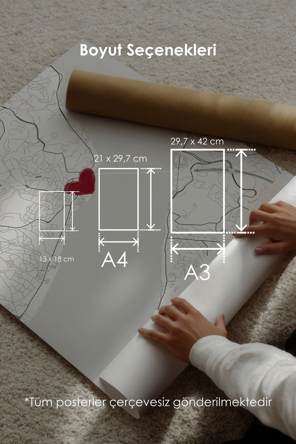 Seni İlk Gördüğüm Yer 'Ortaköy' Çerçevesiz Poster, Sevgiliye Arkadaşa İlk Buluşma Hediyesi