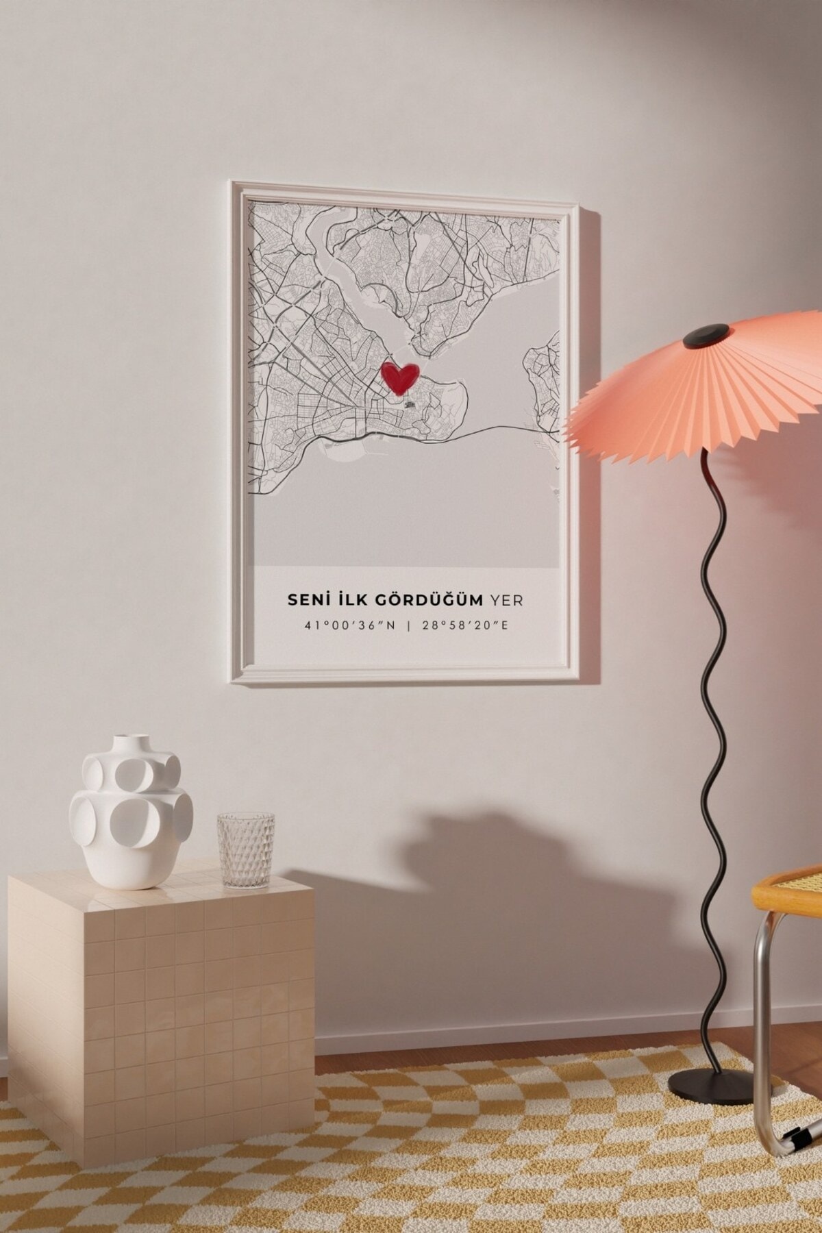 Seni İlk Gördüğüm Yer 'Eminönü' Çerçevesiz Poster, Sevgiliye Arkadaşa İlk Buluşma İstanbul Hediyesi