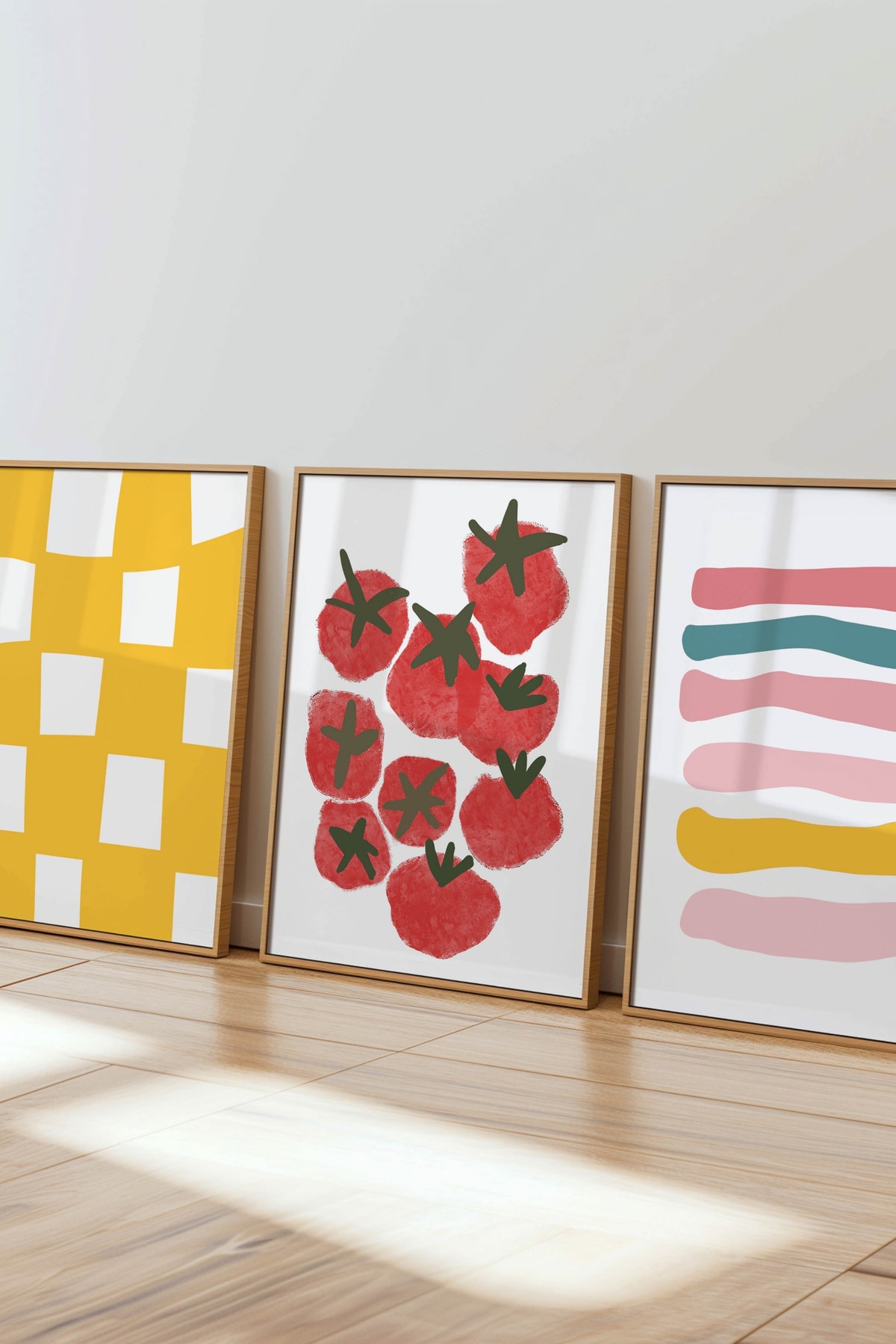 3'lü Çerçevesiz Poster Üçlü Duvar Poster Dekorasyonu Abstract 3'lü Poster Seti