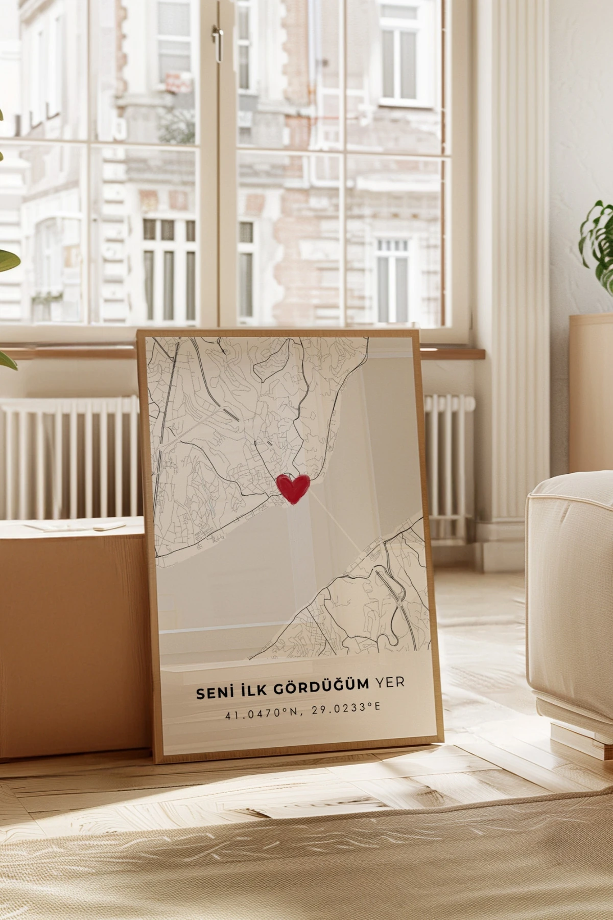 Seni İlk Gördüğüm Yer 'Ortaköy' Çerçevesiz Poster, Sevgiliye Arkadaşa İlk Buluşma Hediyesi