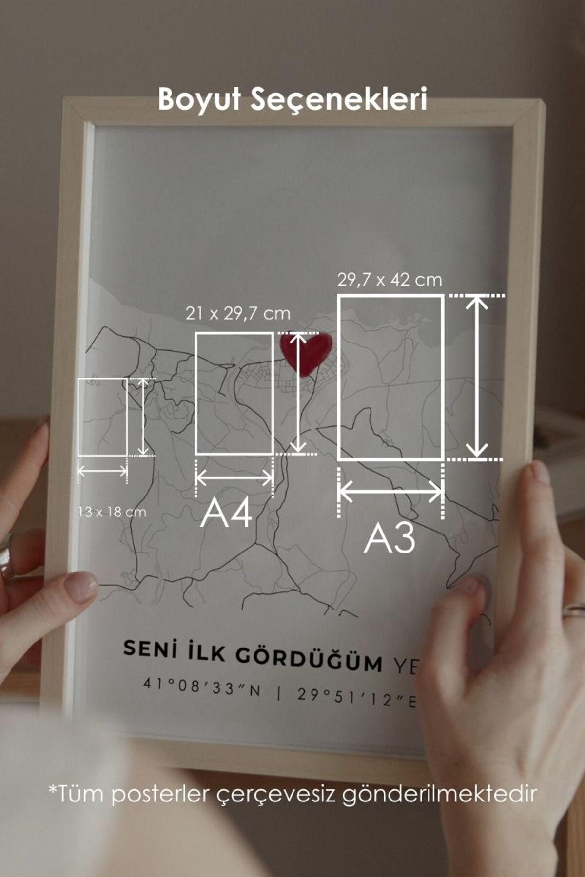 'Ağva' Seni İlk Gördüğüm Yer Çerçevesiz Poster, Sevdiğinize İlk Buluşma İstanbul Hediyelik