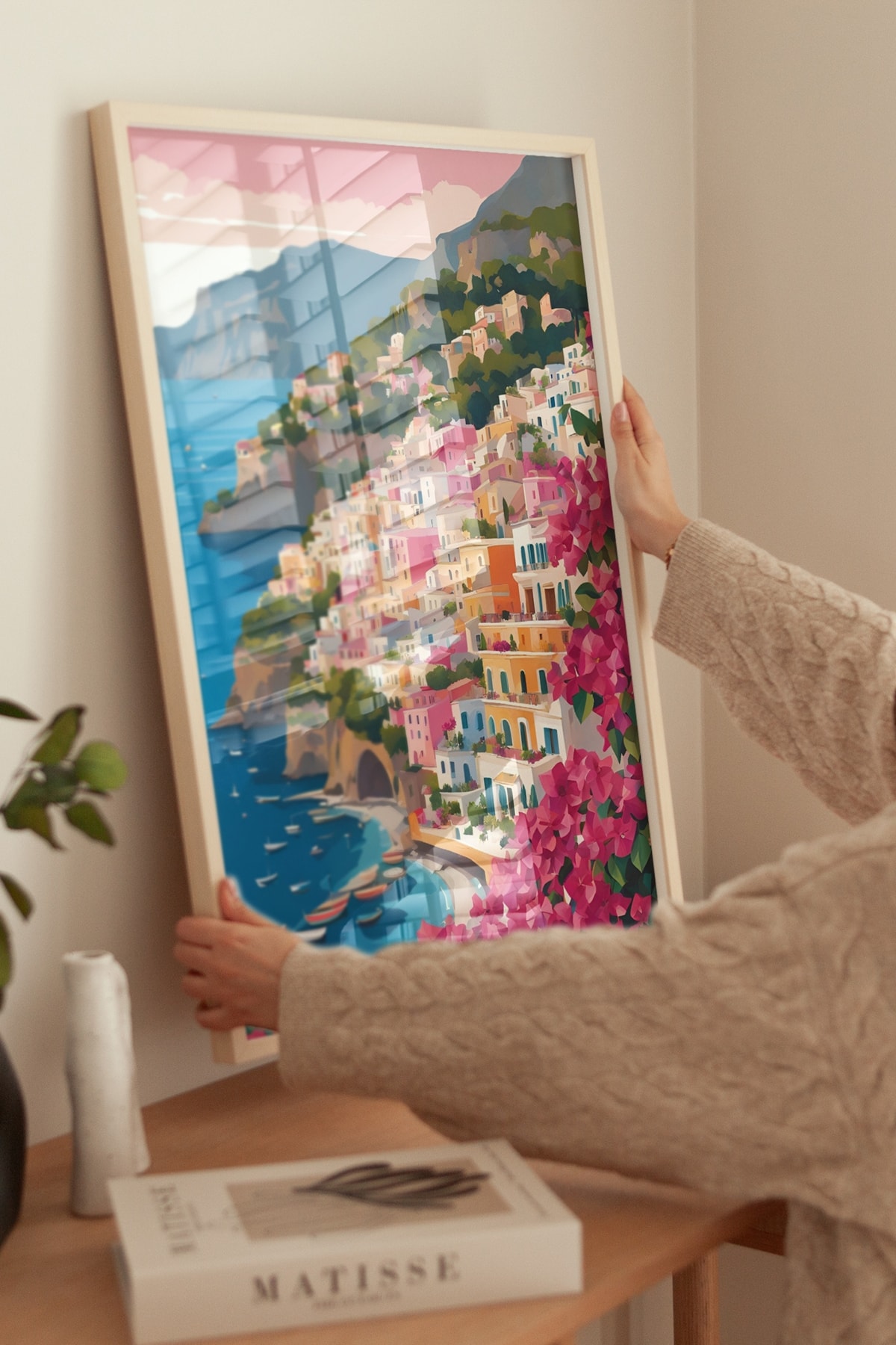 Amalfi Coast İtalya Çerçevesiz Poster Abstract Yağlı Stil Poster Duvar Dekoru