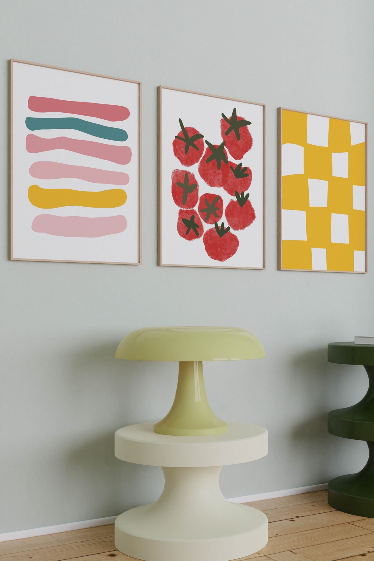 3'lü Çerçevesiz Poster Üçlü Duvar Poster Dekorasyonu Abstract 3'lü Poster Seti