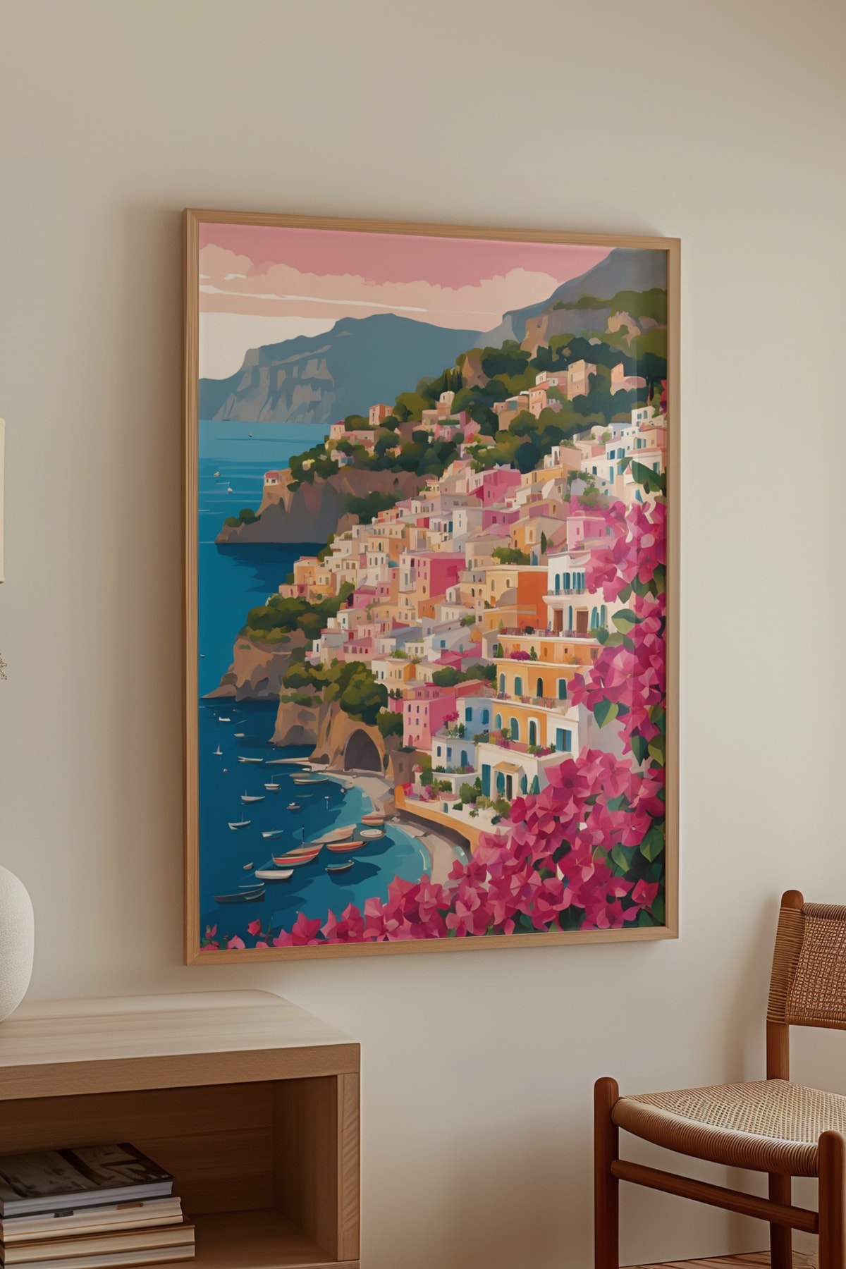 Amalfi Coast İtalya Çerçevesiz Poster Abstract Yağlı Stil Poster Duvar Dekoru