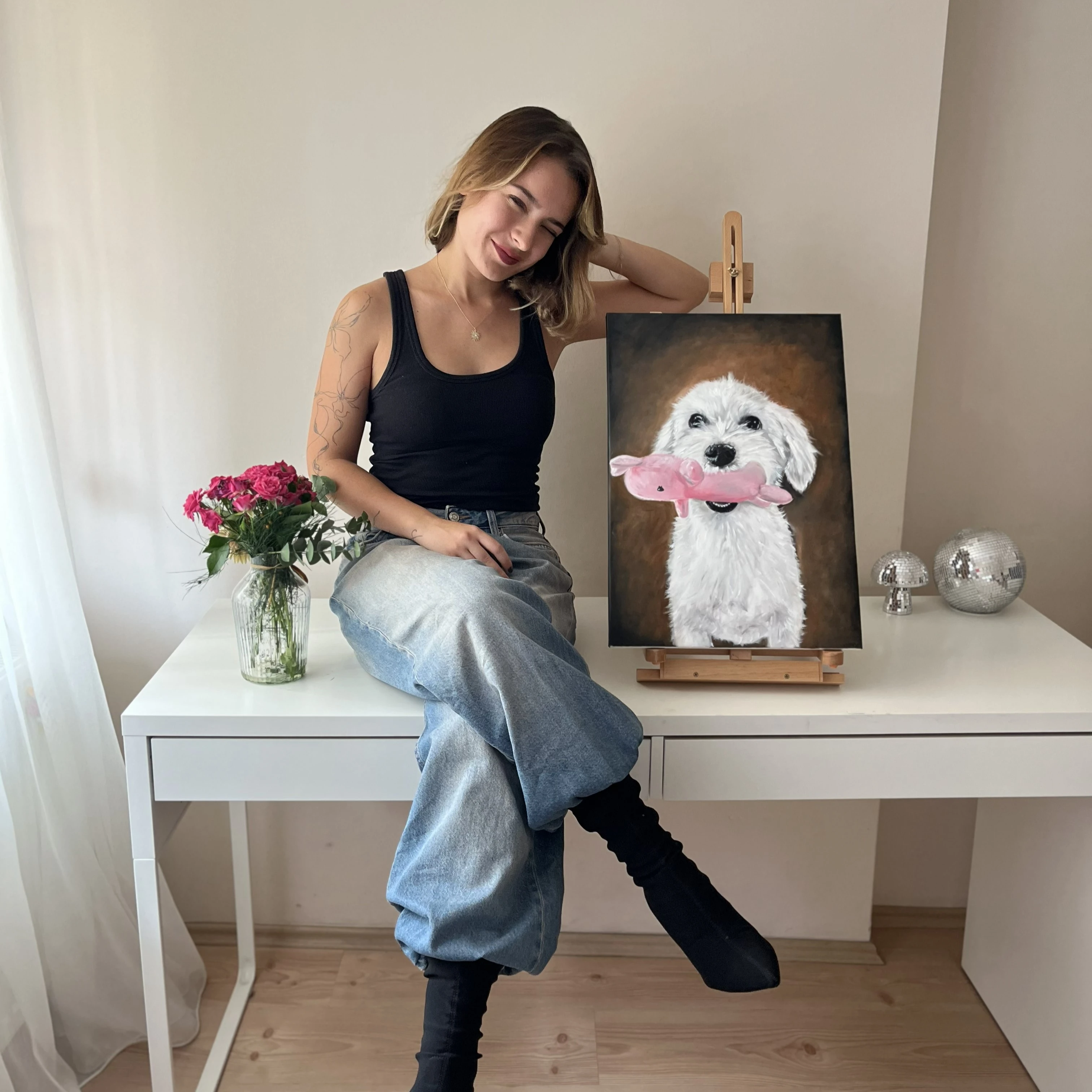 Evcil Hayvan Yağlı Boya Tablo