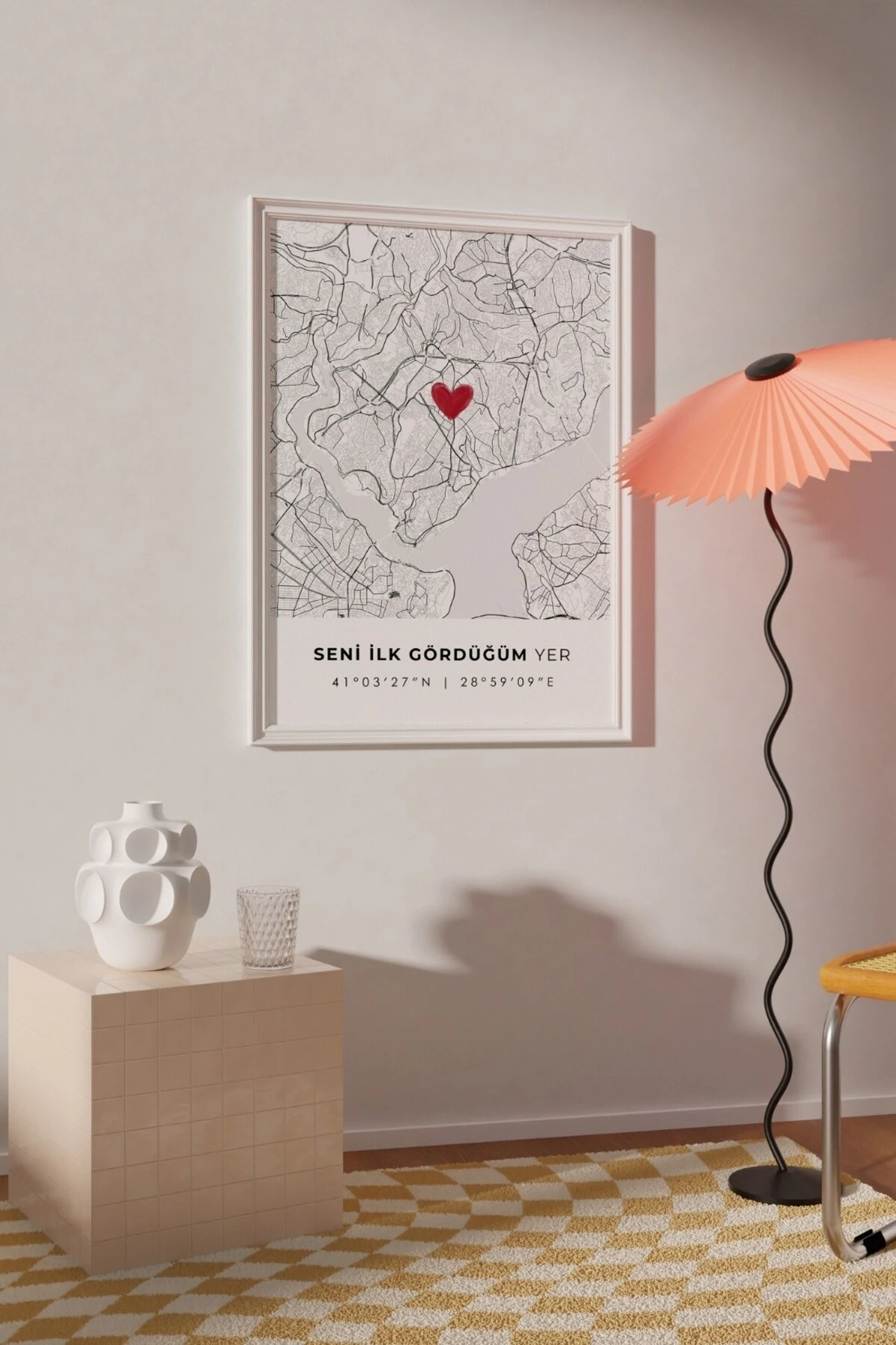 Seni İlk Gördüğüm Yer 'Şişli' Çerçevesiz Poster, Sevgiliye Arkadaşa İlk Buluşma İstanbul Hediyesi