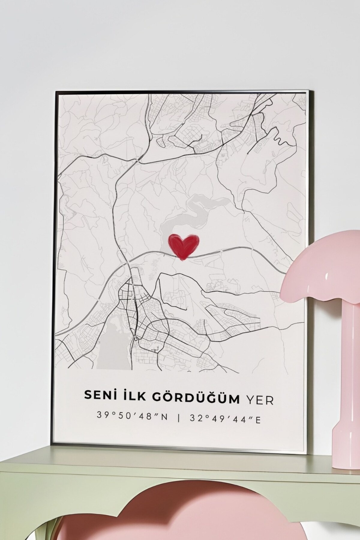 Seni İlk Gördüğüm Yer 'Eymir Gölü' Çerçevesiz Poster, Sevgiliye Arkadaşa İlk Buluşma Ankara Hediyesi