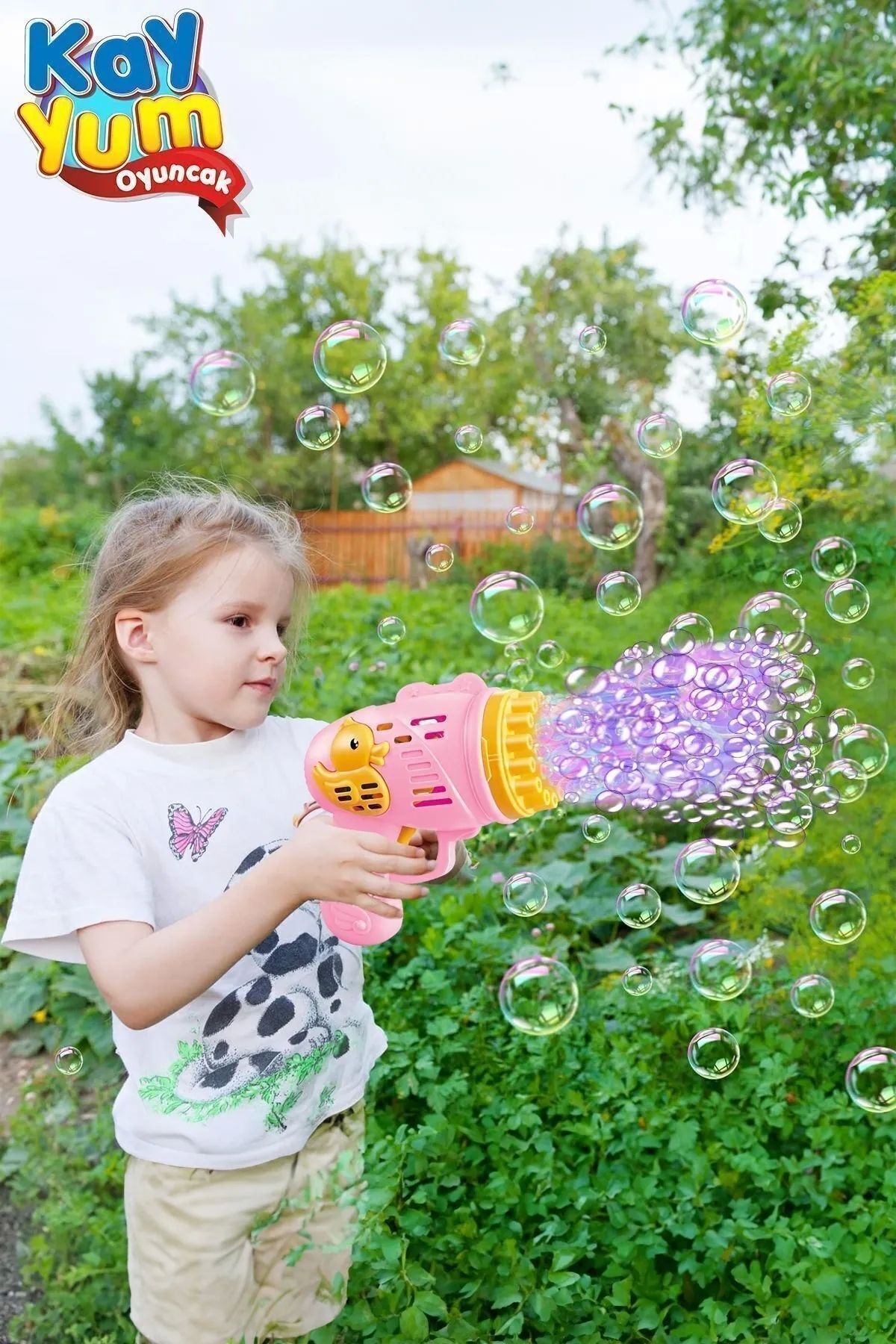 Pilli Köpüklü Oyuncak Köpük Baloncuk Makinesi Tabancası + Baloncuk Likitli