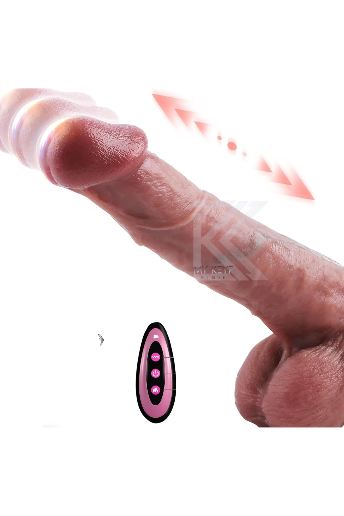 İleri Geri Hareketli Ultra Yumuşak Dokulu Vibratör kumandalı Penis Çift Motorlu Suya Dayanıklı 21cm