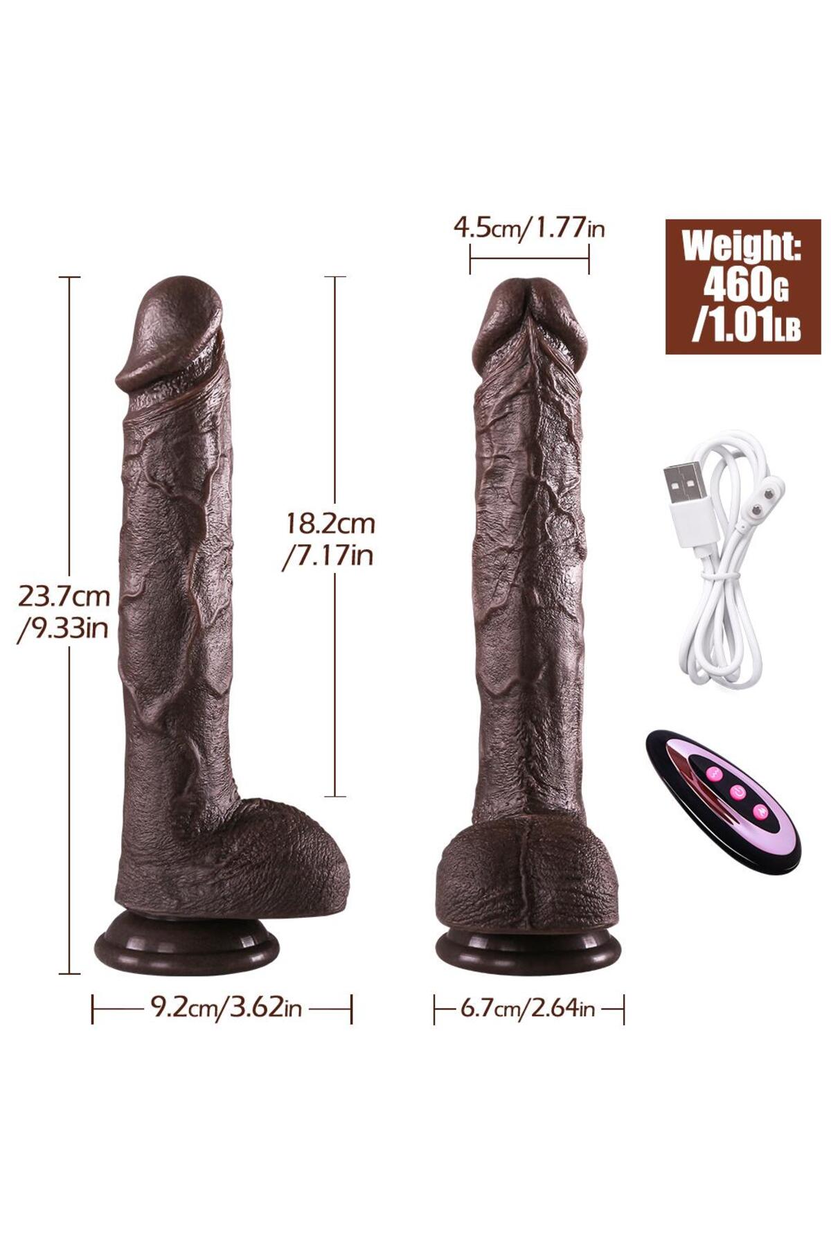 Dildo - Isıtmalı İleri Geri Hareketli ve Rotasyonlu Gerçekçi Damarlı  Vibrator