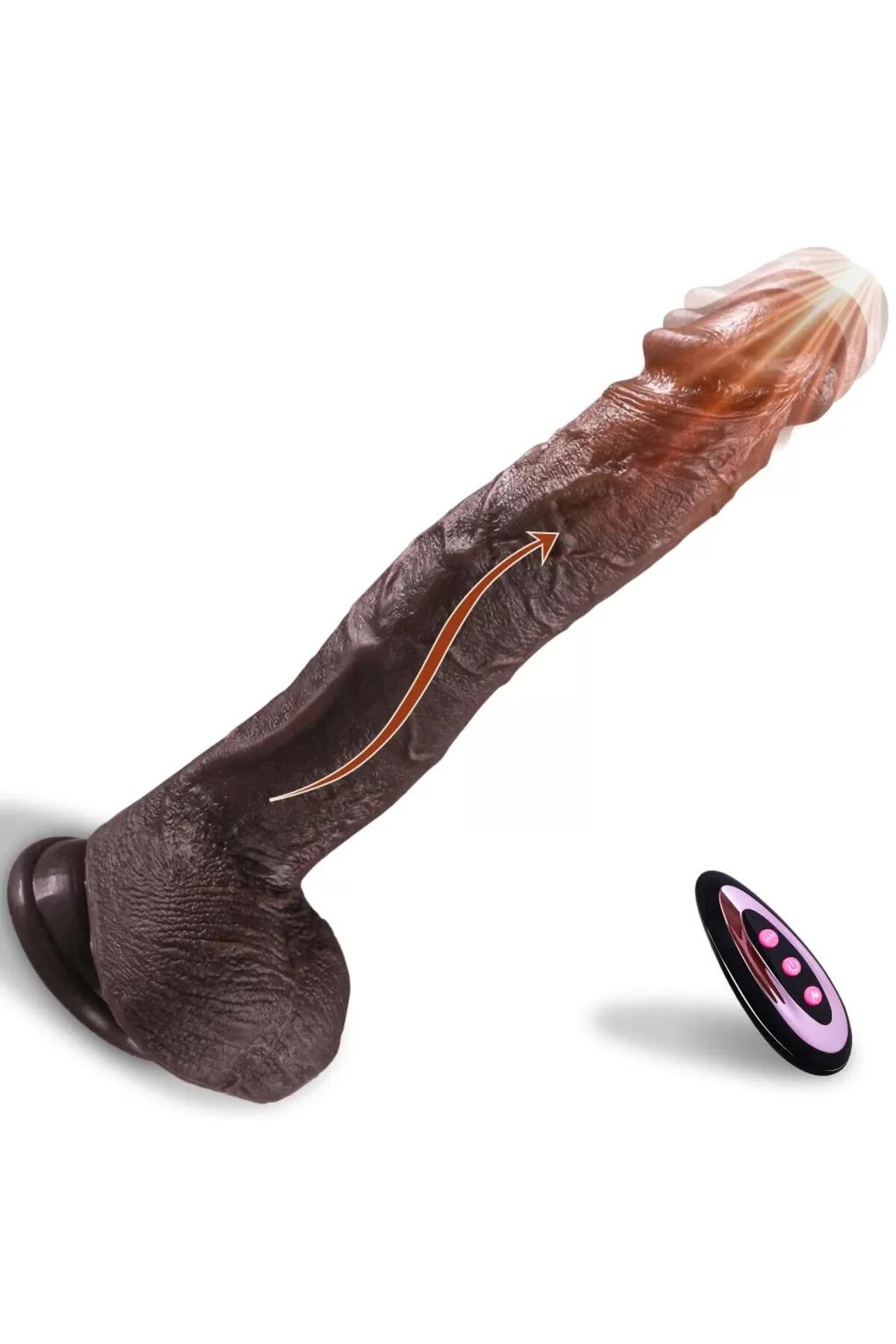 Dildo - Isıtmalı İleri Geri Hareketli ve Rotasyonlu Gerçekçi Damarlı  Vibrator