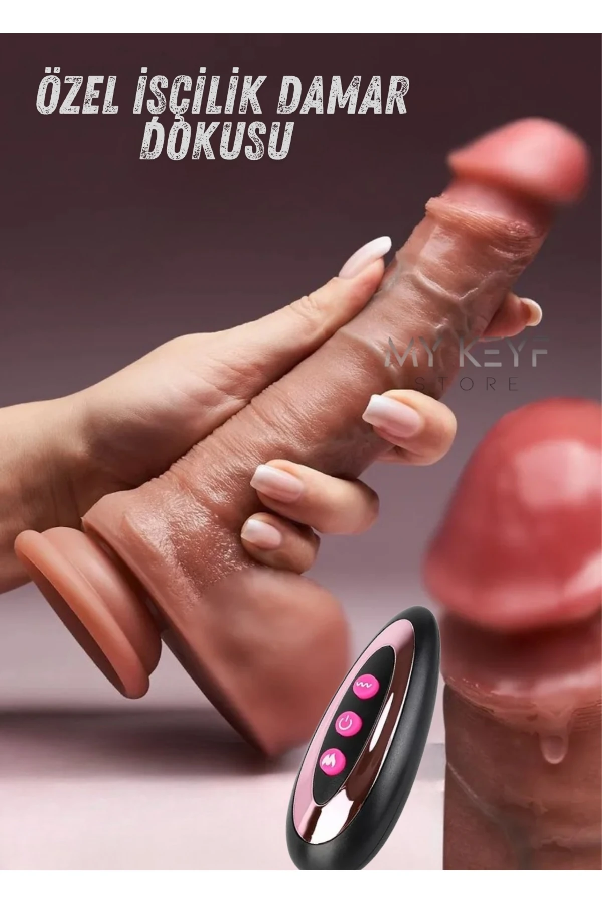 Çift Katmanlı İleri Geri Hareketli Titreşimli 10 Fonksiyonlu Gerçekçi Damar Dokusu 22 cm