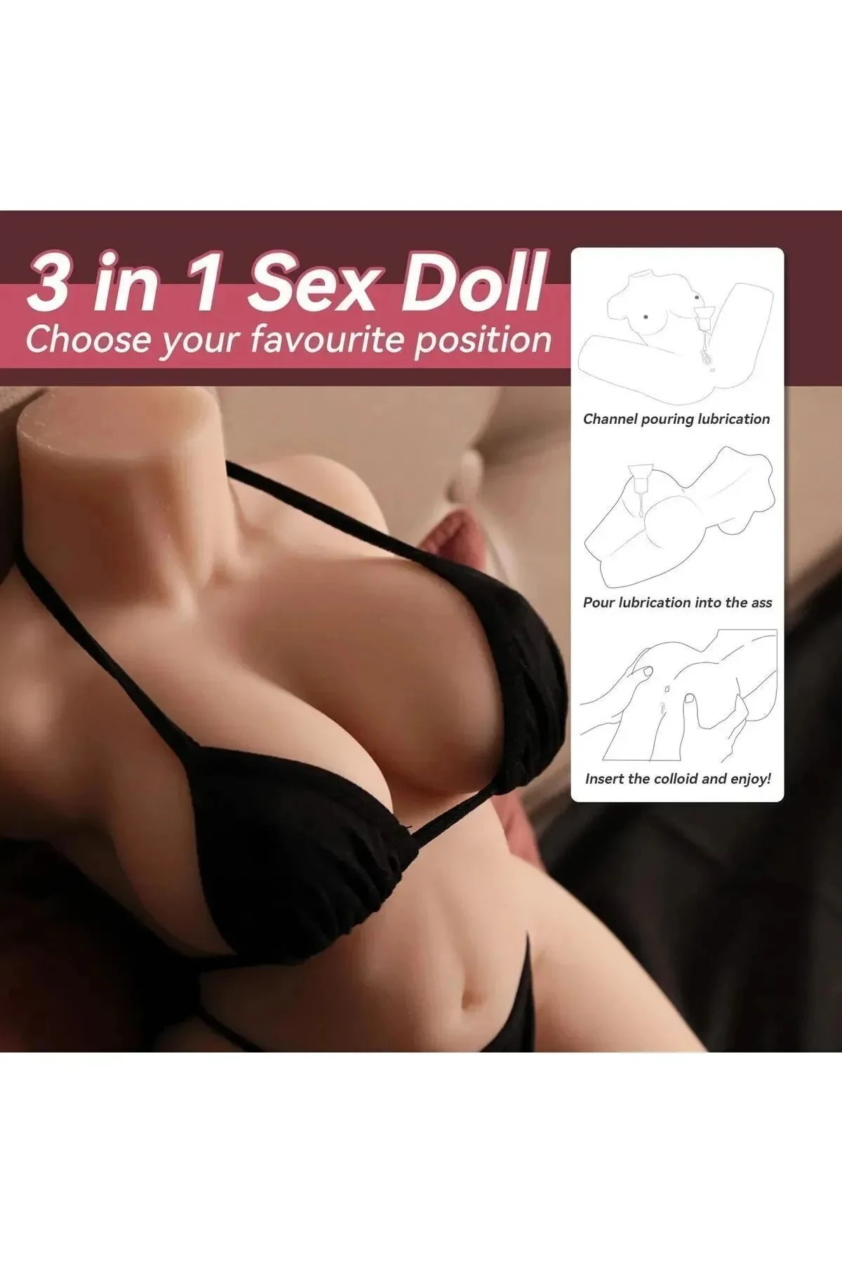 Utra Realistik Gerçekçi Yarım Vücut Manken Suni Vajina Mastürbatör Titreşimli 4.1 Kg