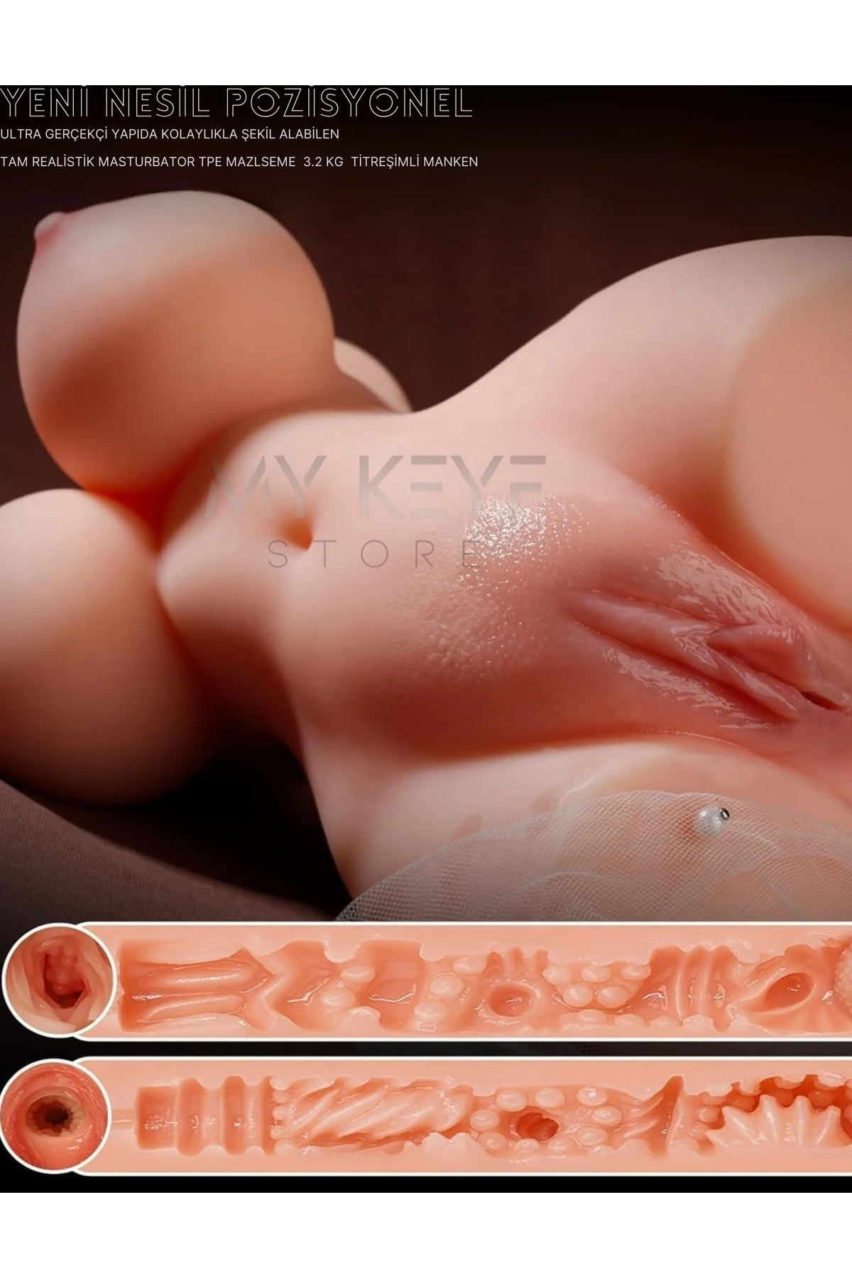 3D TASARIM MANKEN MASTÜRBATÖR USB ŞARJ-SESLİ TİTREŞİM 3.2 KG 21 CM UZUNLUK