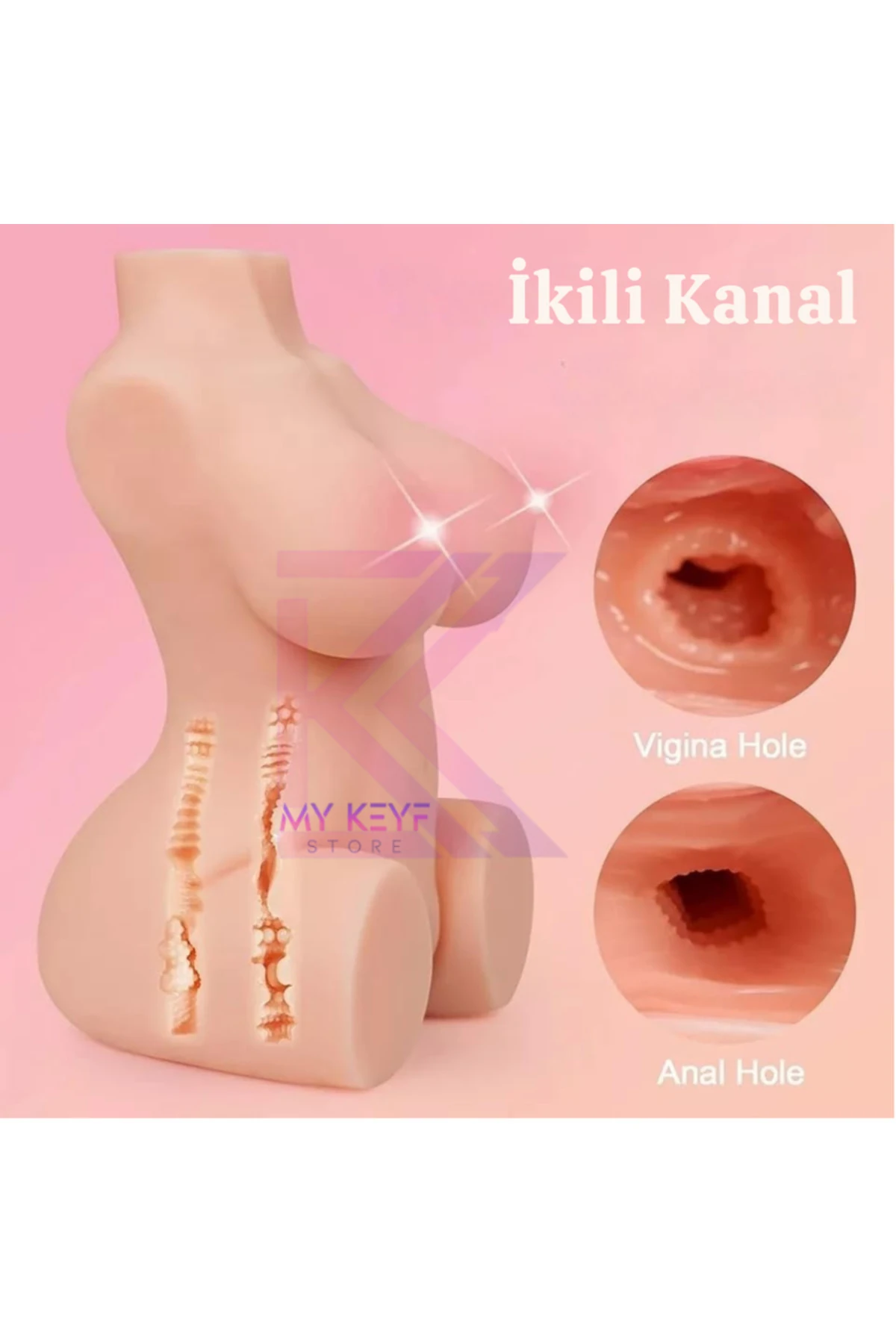 Yarım Vücut Anal Vajinal Silikon Girişli Ultra Realistik Manken