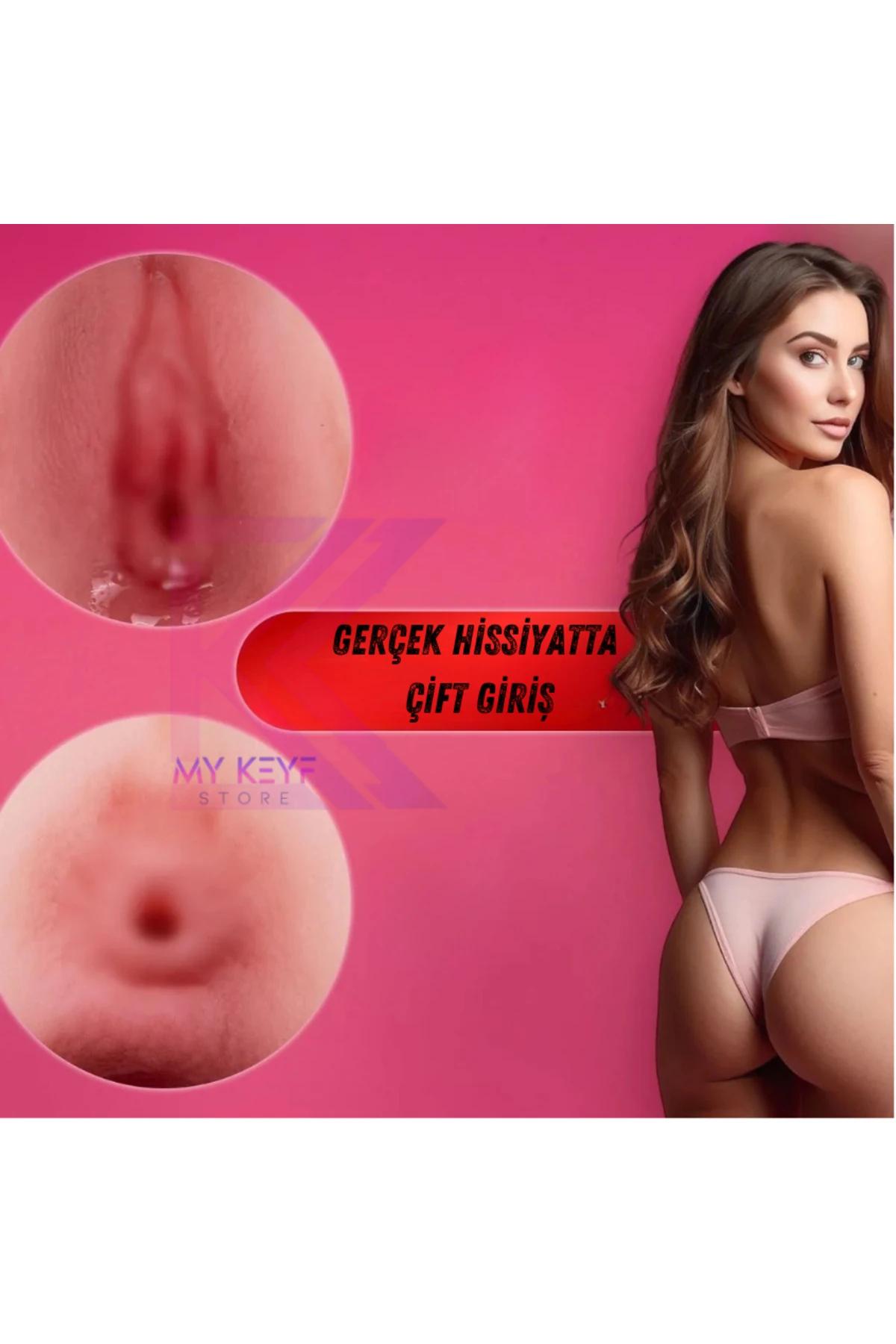 Realistik Kalça Anal Vajinal Suni Vajina Mastürbatör 1100 gr Titreşimli