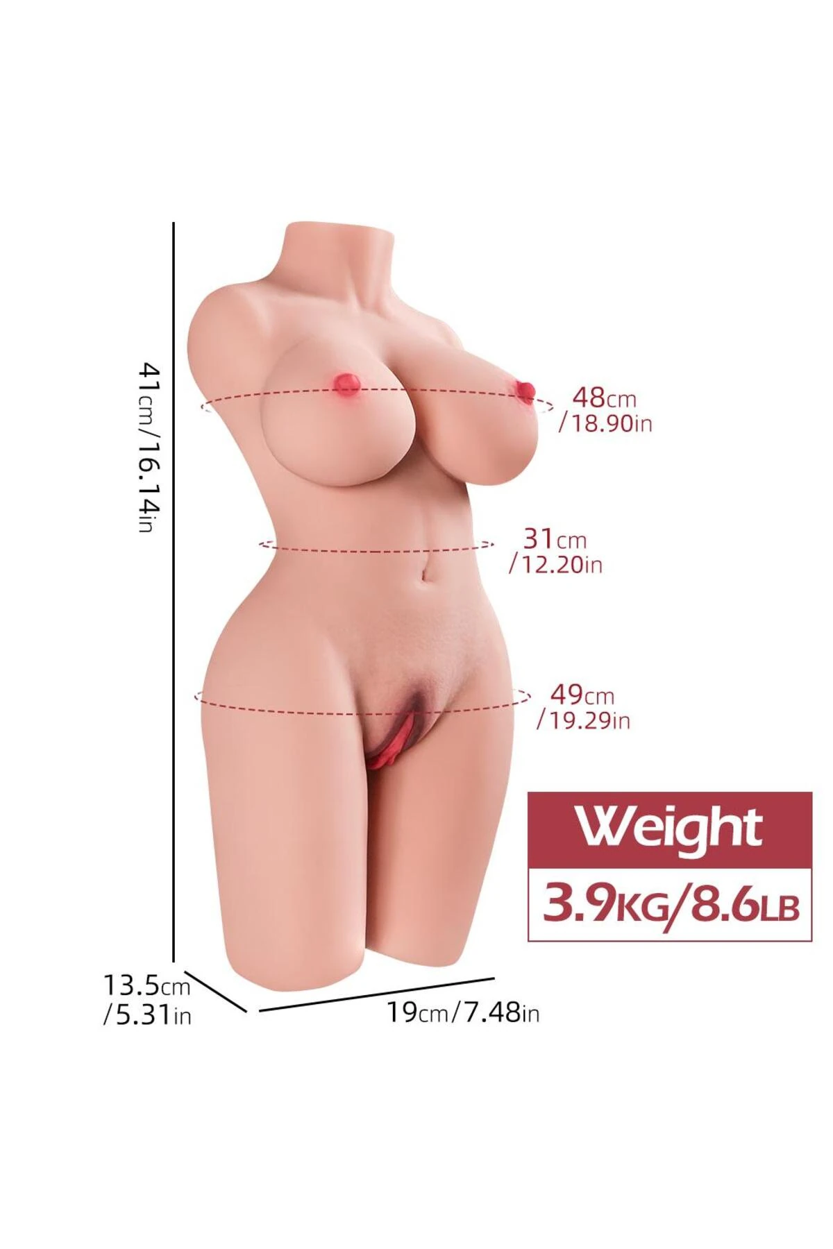 Büyük Boy Gerçekçi Manken Anal- Vajinal Çift Girişli Titreşimli Suni Vajina