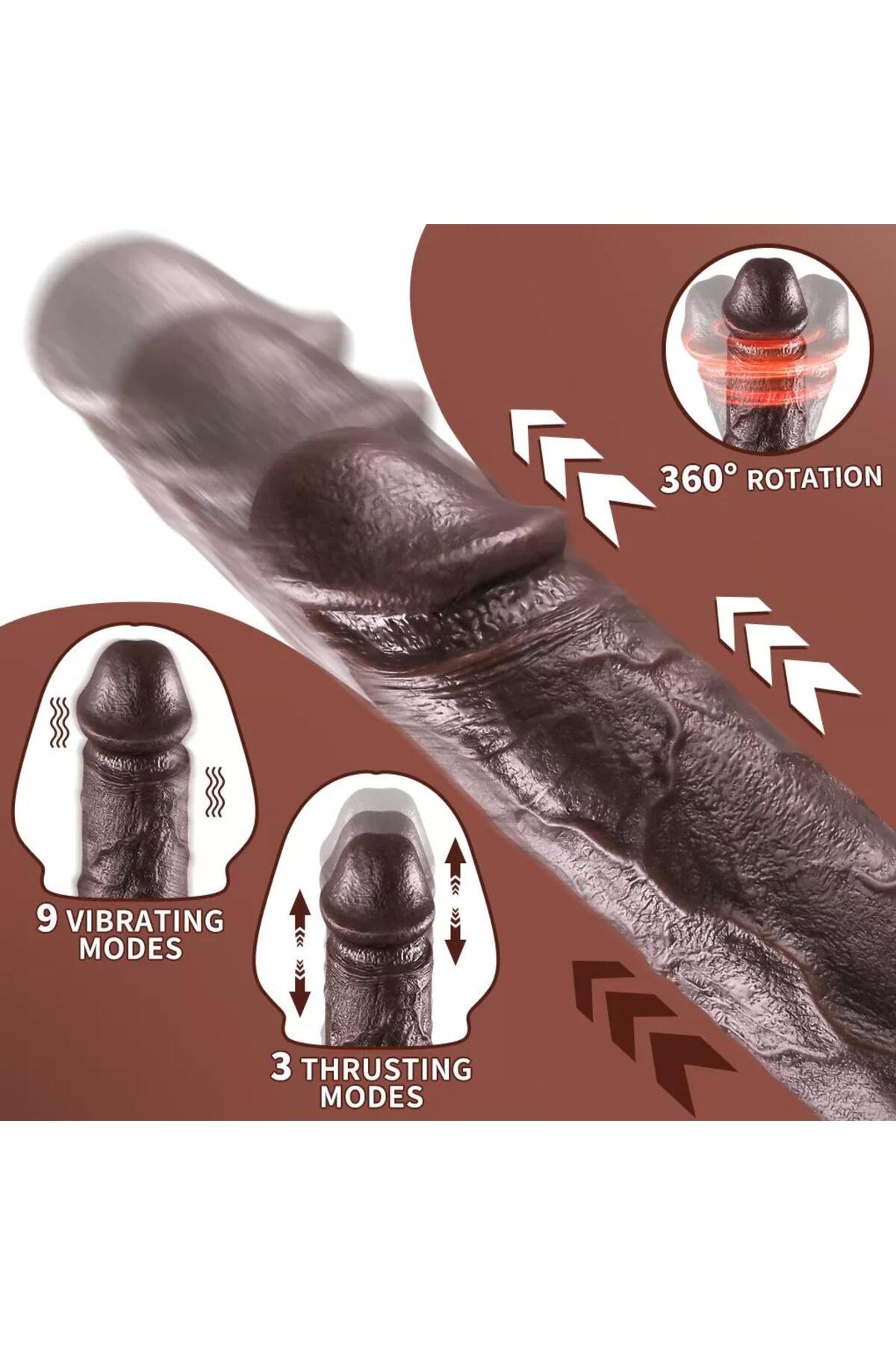 Dildo - Isıtmalı İleri Geri Hareketli ve Rotasyonlu Gerçekçi Damarlı  Vibrator