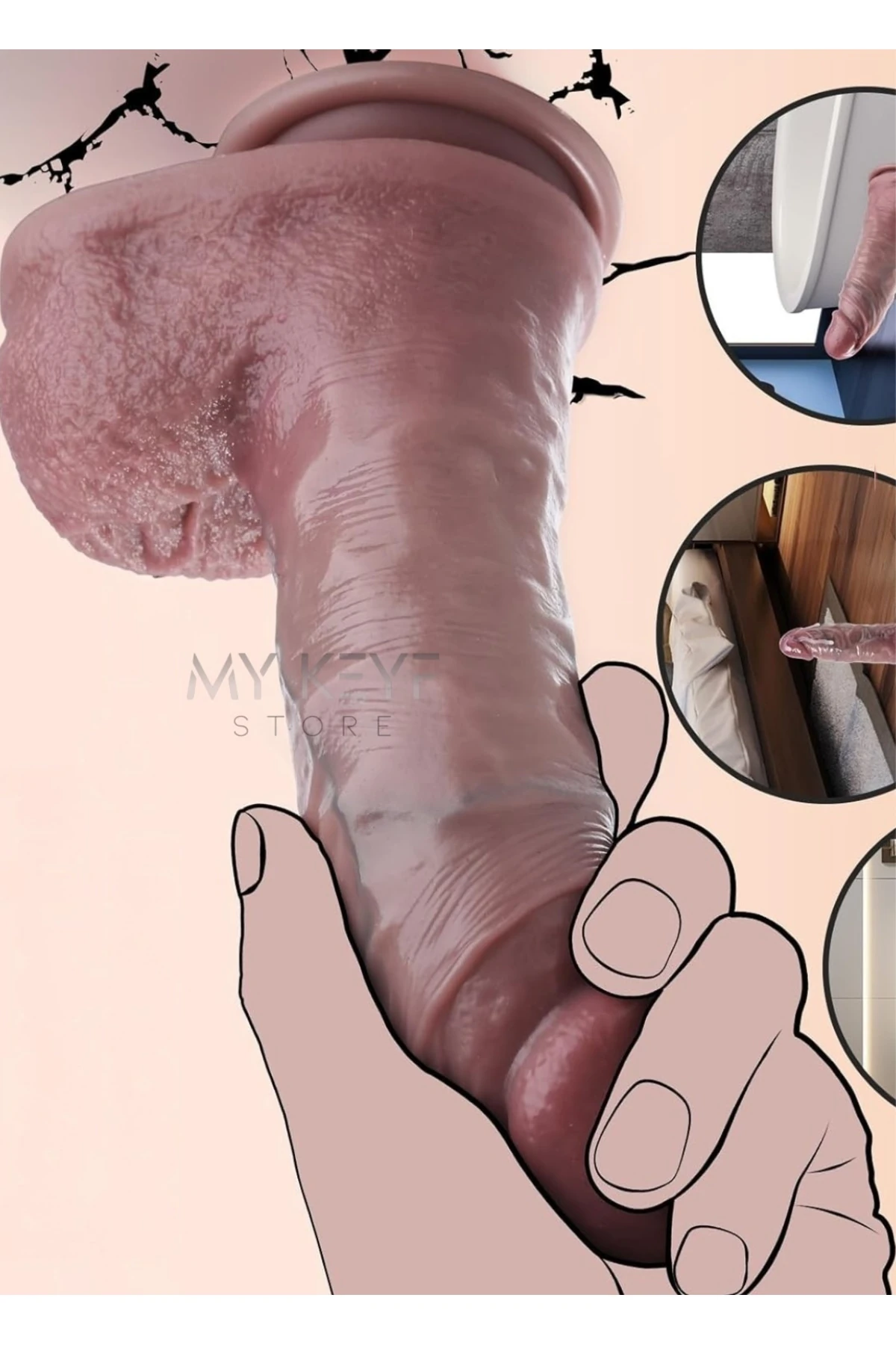 10 FONKSİYONLU GÜÇLÜ TİTREŞİM İLERİ GERİ HAREKETLİ ULTRA GERÇEKÇİ REALİSTİK VİBRATÖR 22 CM