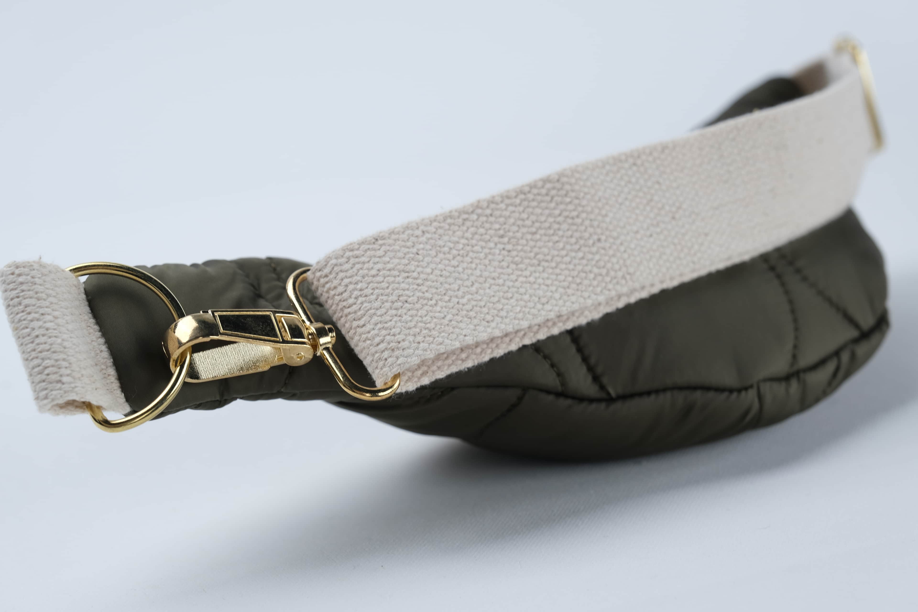 Wolf&Rock Drop Khaki Freebag / Gold Detaylı Damla Desen Haki Kapitone Kumaş Bel ve Omuz Çantası