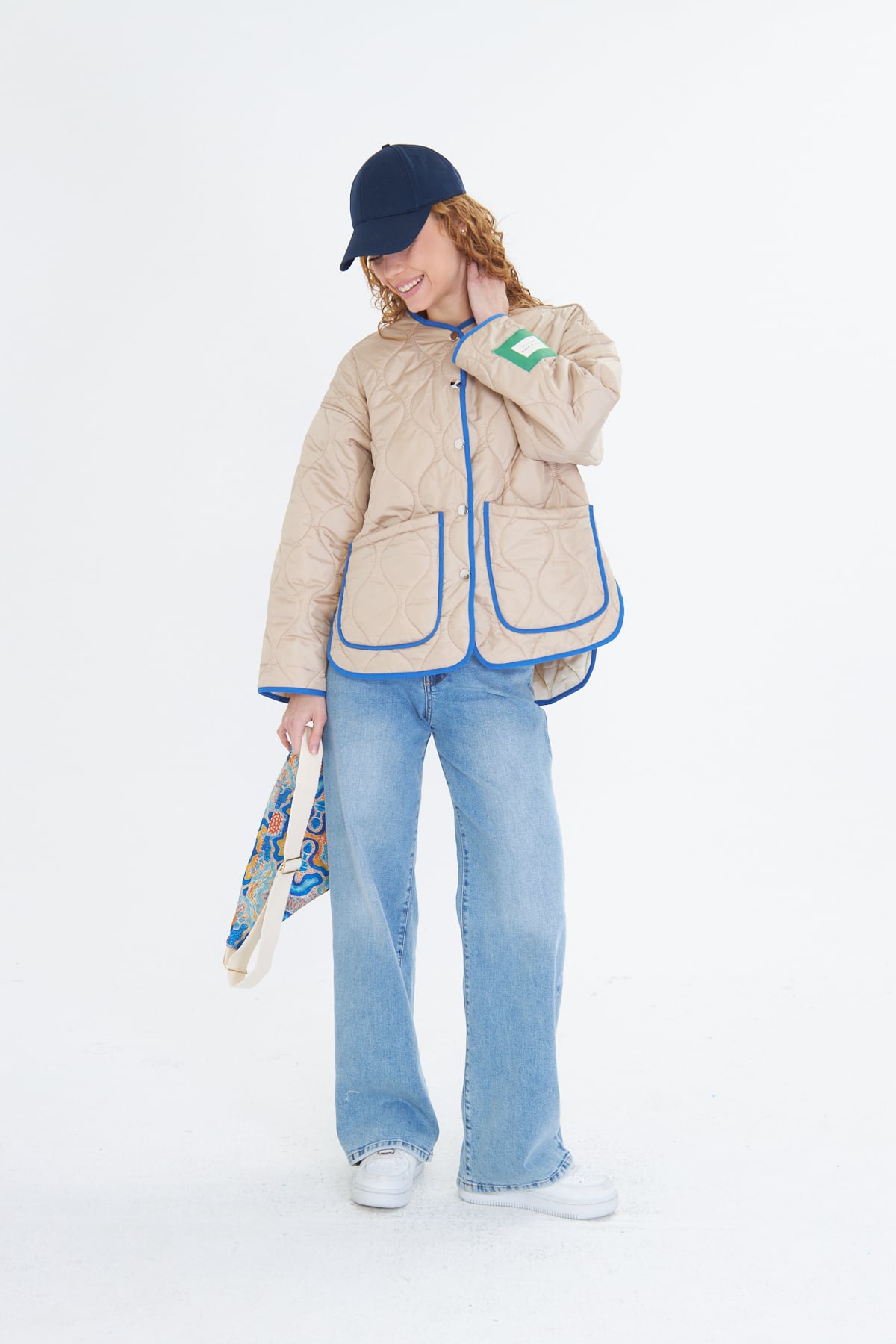 Renkli Oversize Kapitone Ceket
